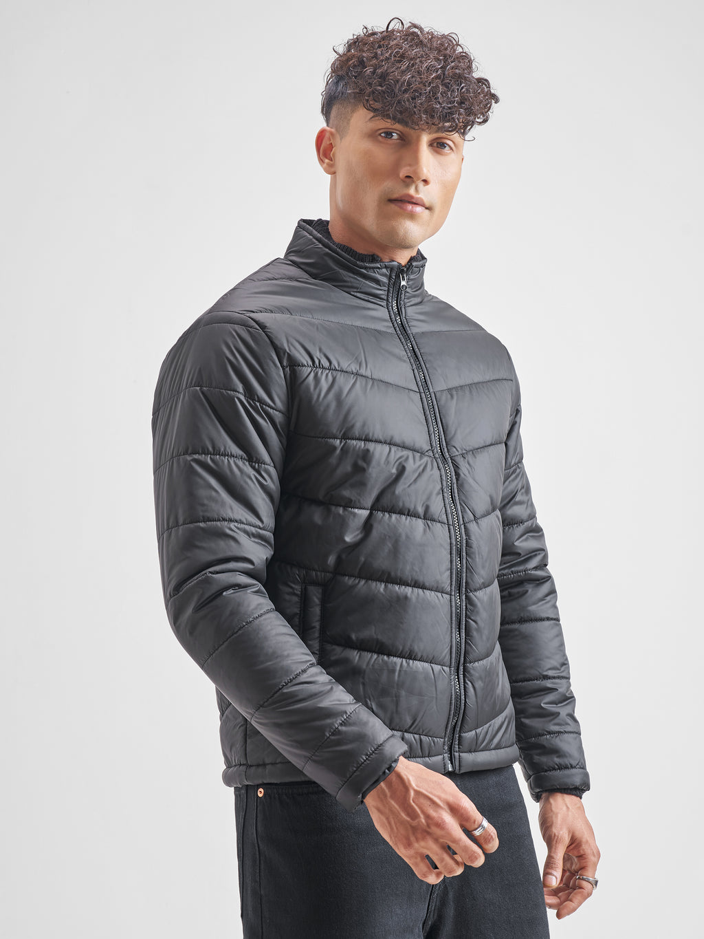 Highlander Mens Black Puffer Jacket - Black - Image 6