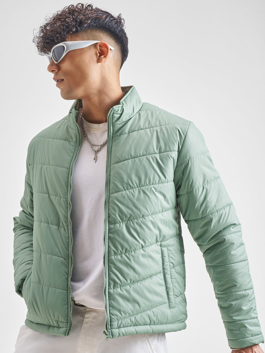 Highlander Mens Green Puffer Jacket - Green - Image 1