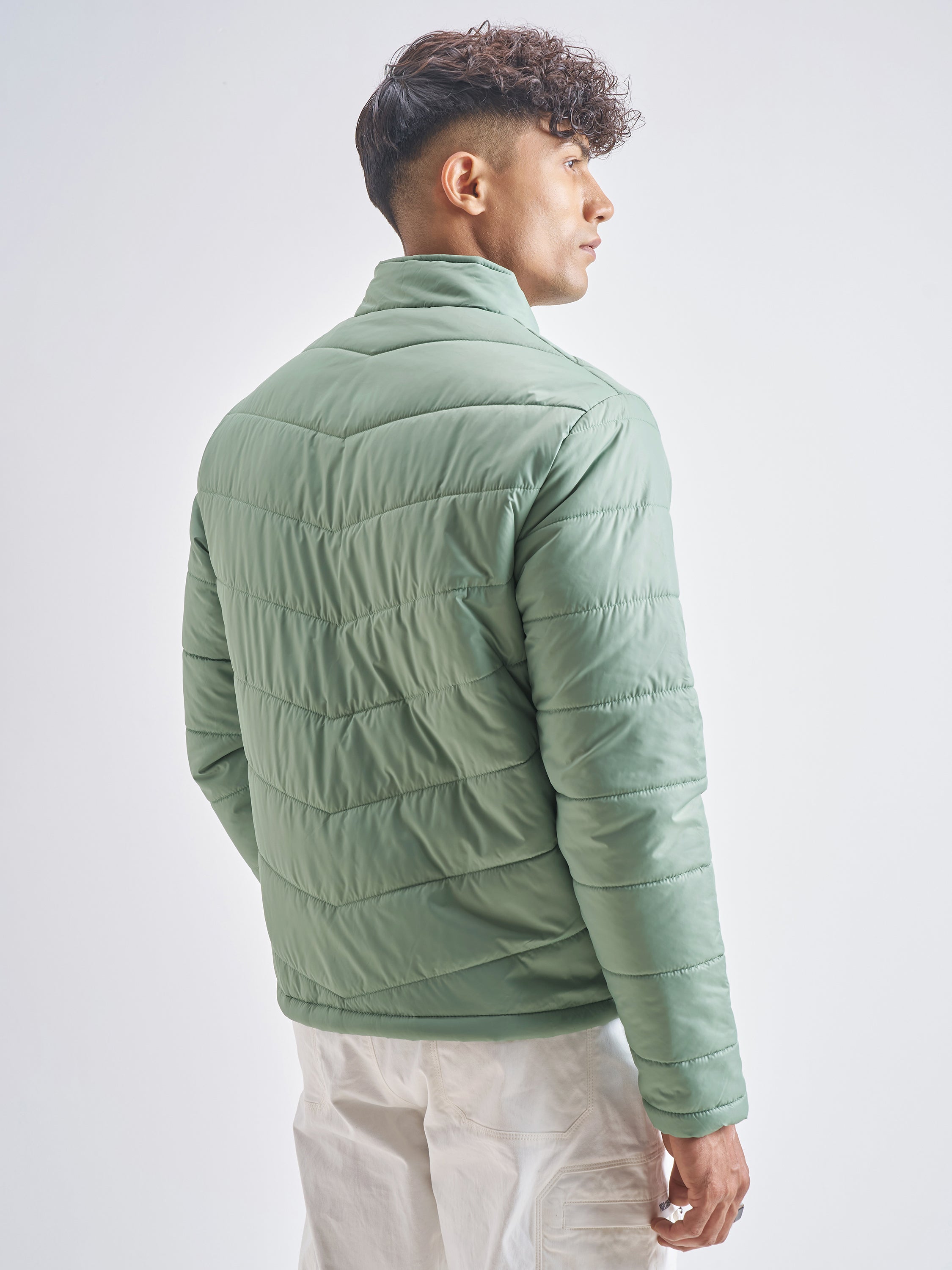 Highlander Mens Green Puffer Jacket - Green - Image 3