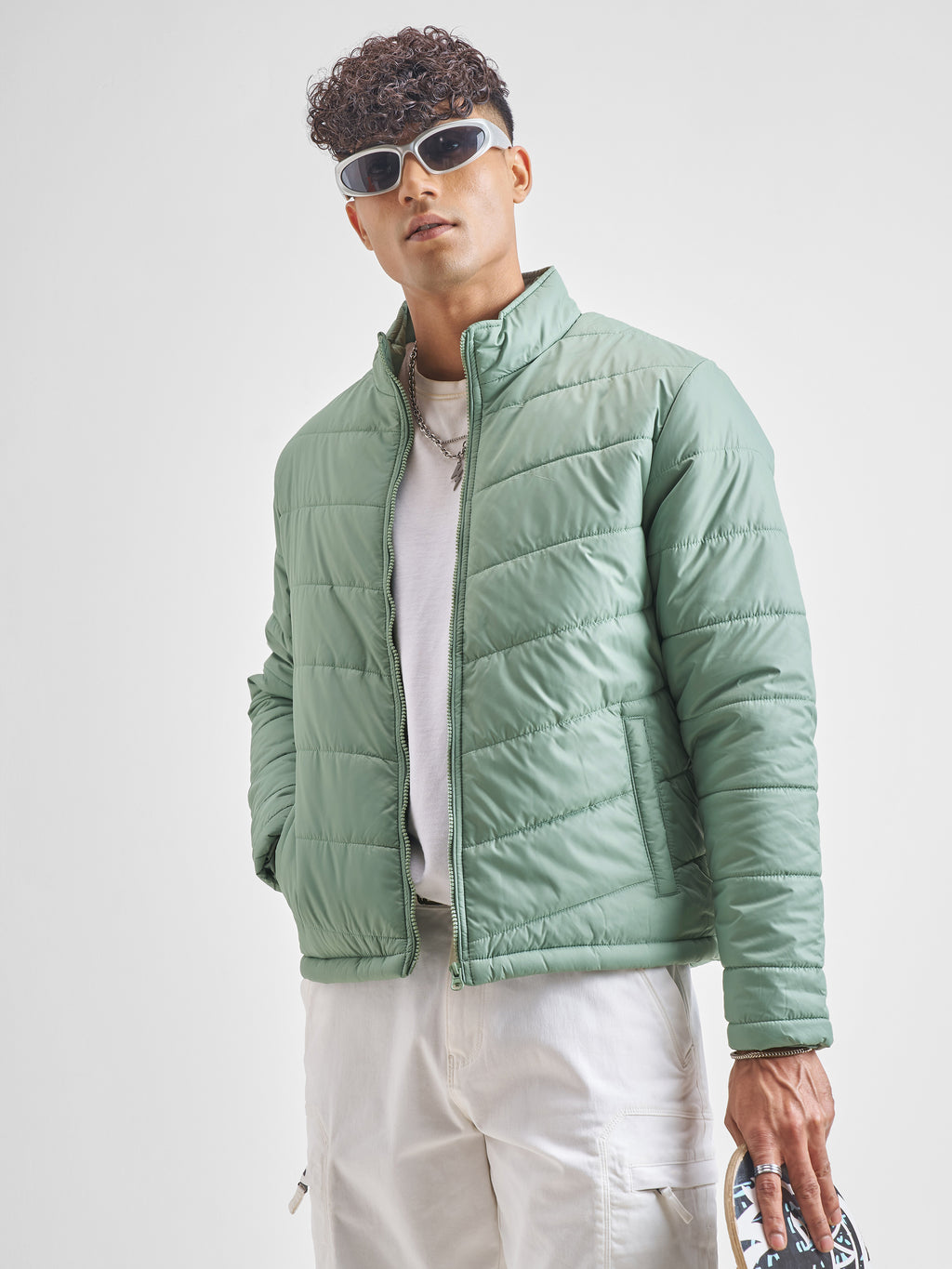 Highlander Mens Green Puffer Jacket - Green - Image 4