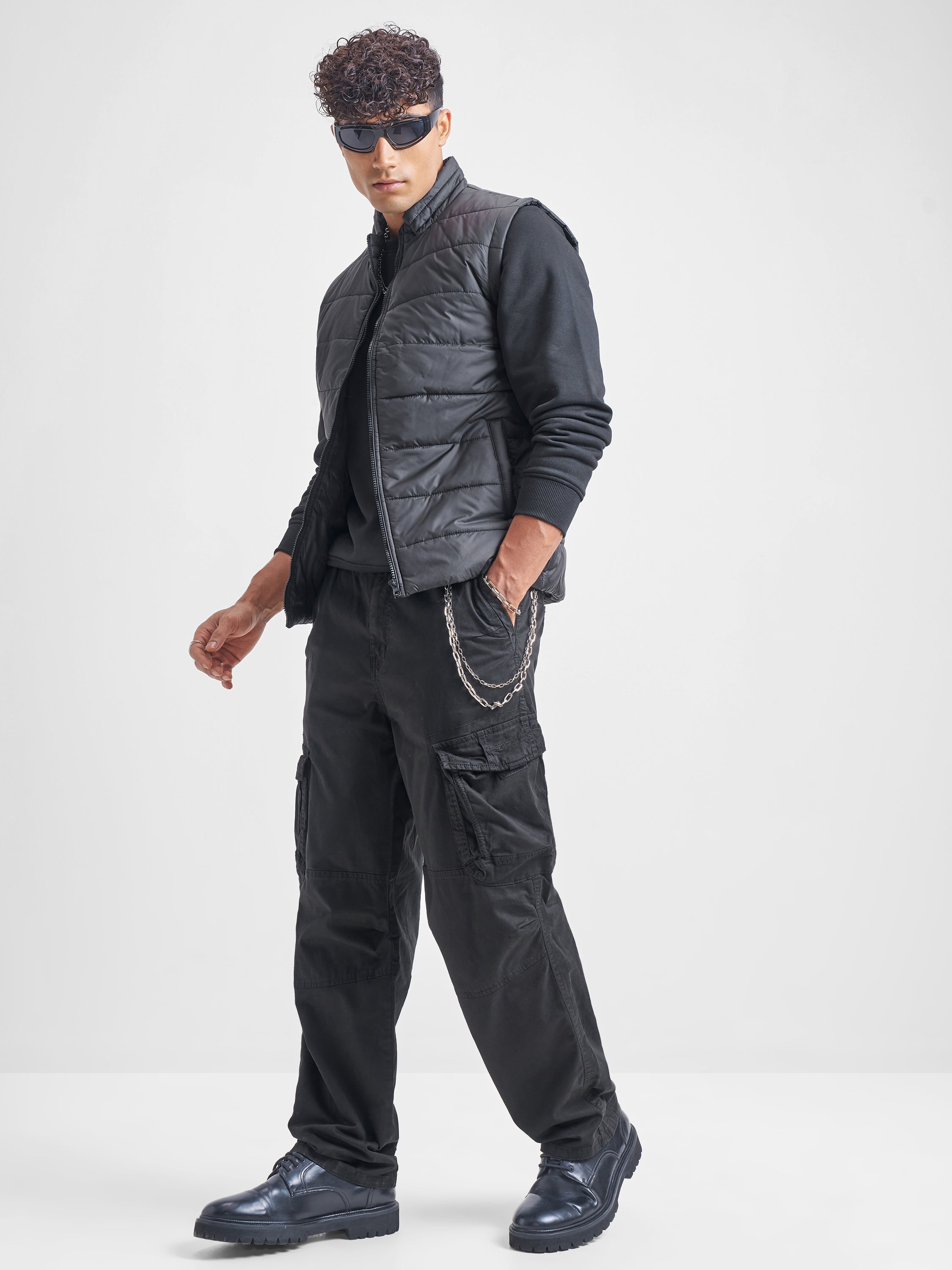 Highlander Men Black Solid Puffer Jacket - Black - Image 2
