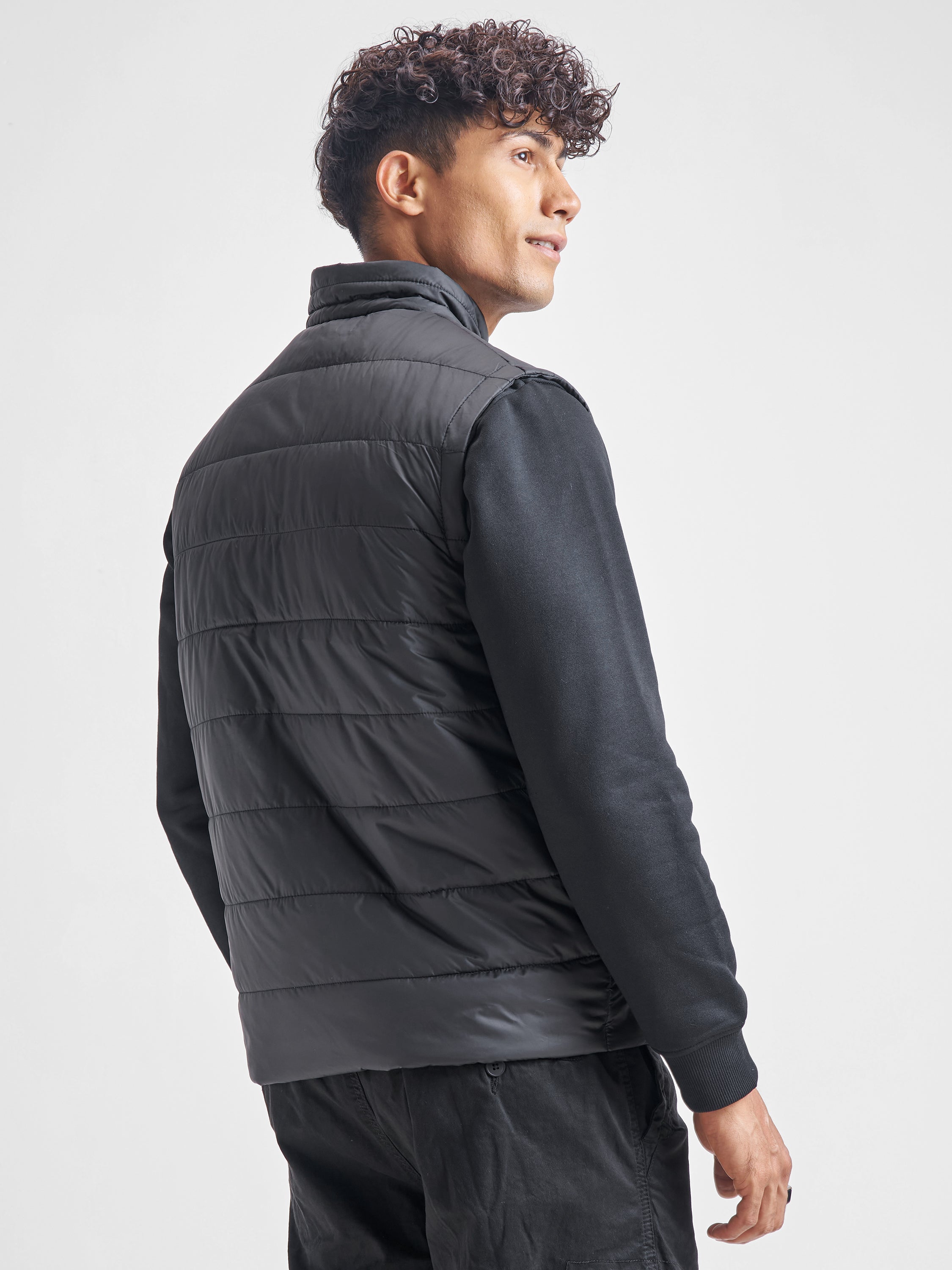 Highlander Men Black Solid Puffer Jacket - Black - Image 3