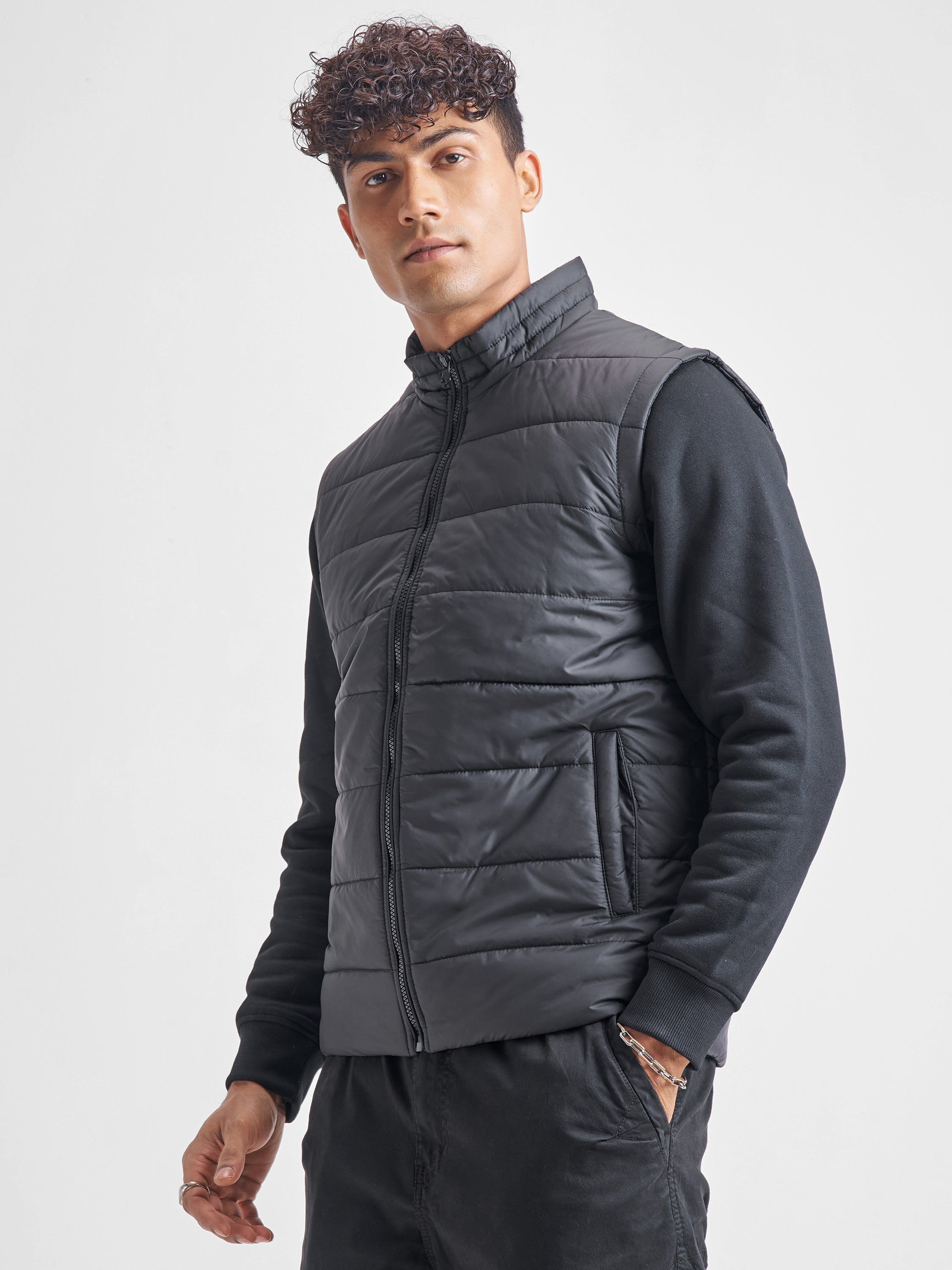 Highlander Men Black Solid Puffer Jacket - Black - Image 4