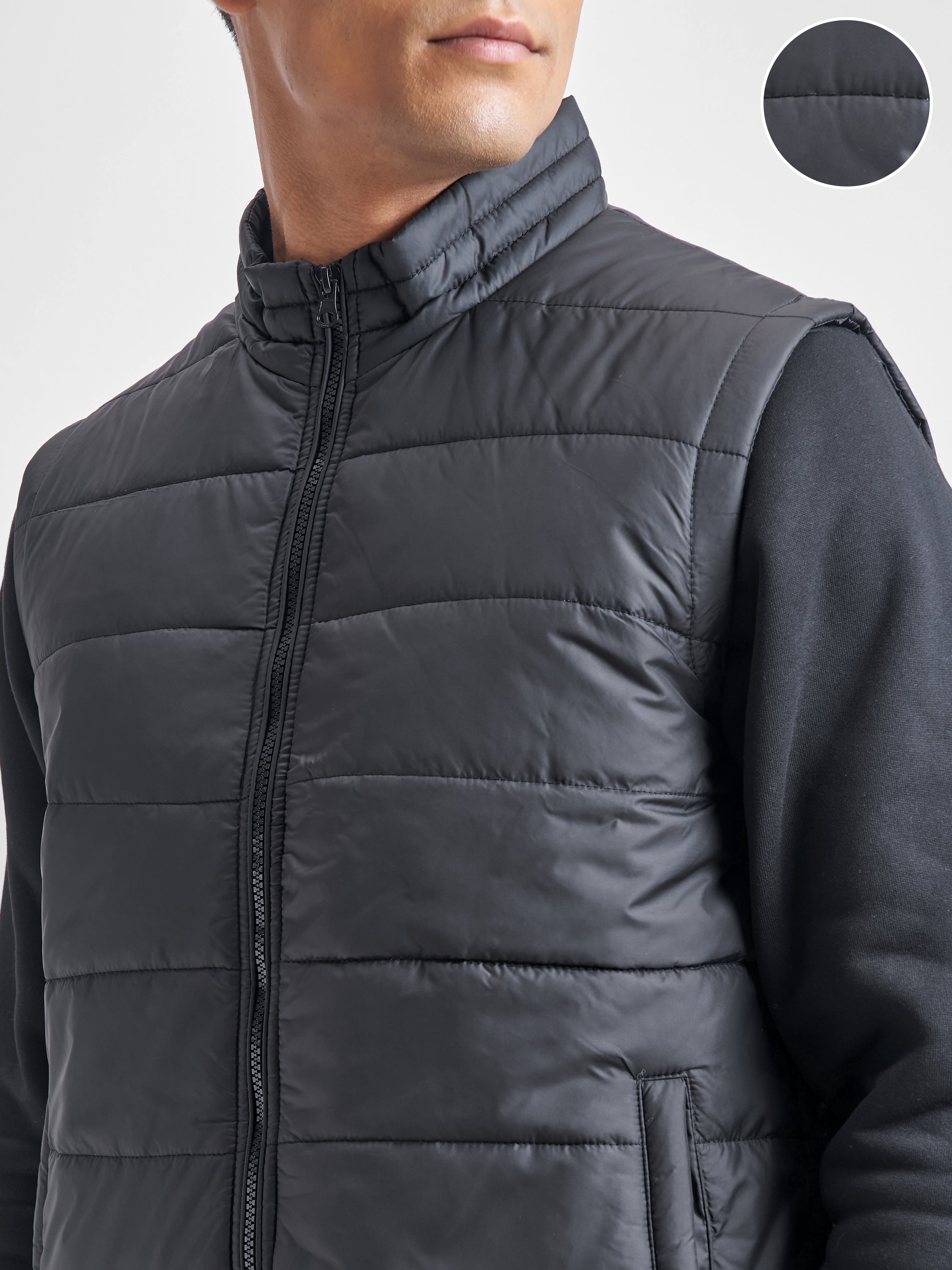 Highlander Men Black Solid Puffer Jacket - Black - Image 5