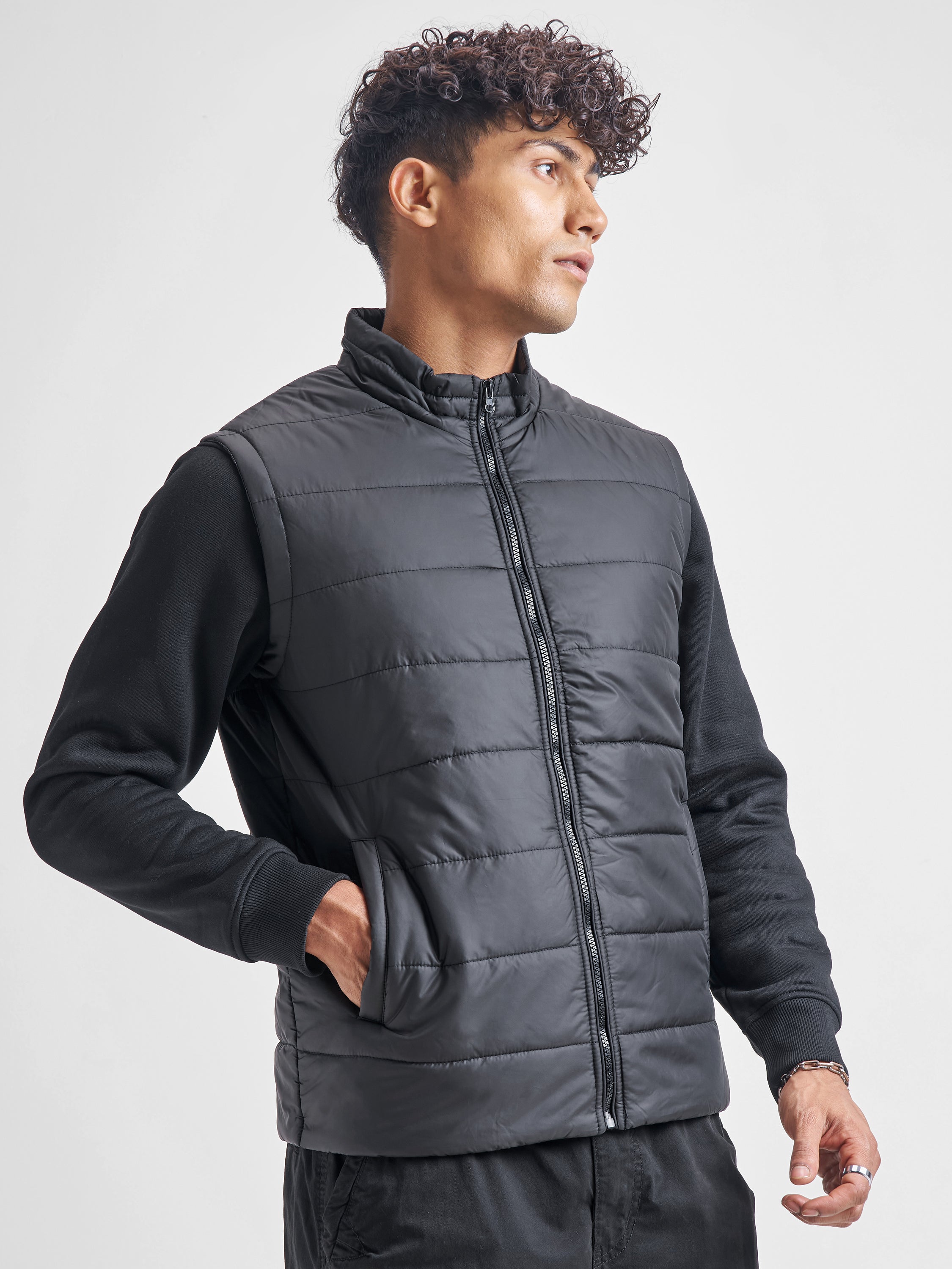 Highlander Men Black Solid Puffer Jacket - Black - Image 6