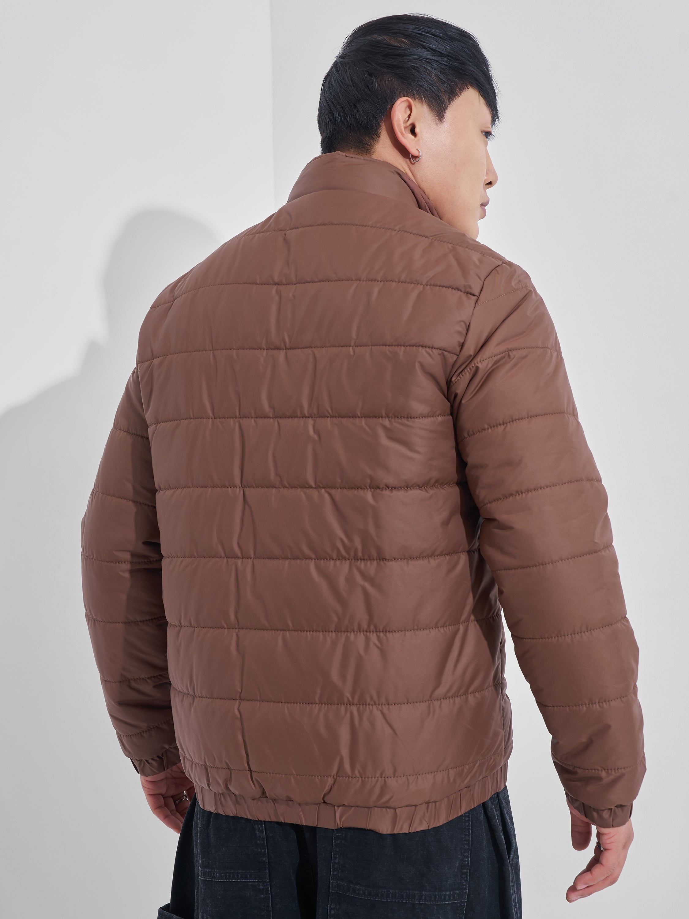 Highlander Men Brown Solid Puffer Jacket - Brown - Image 3