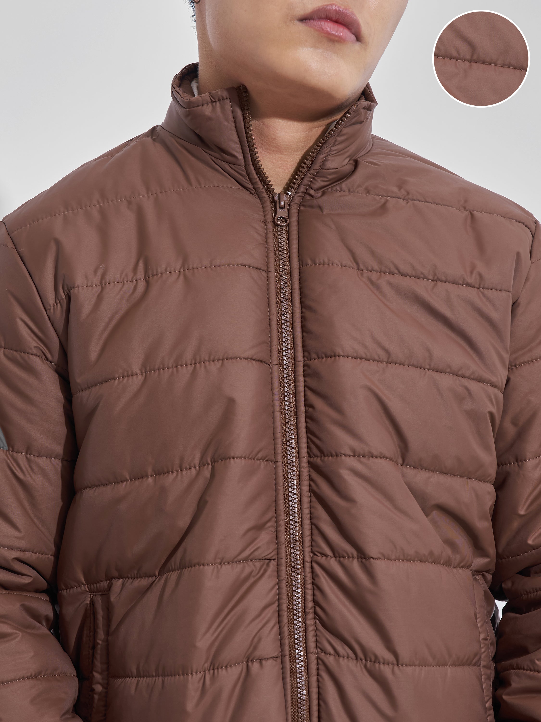 Highlander Men Brown Solid Puffer Jacket - Brown - Image 5