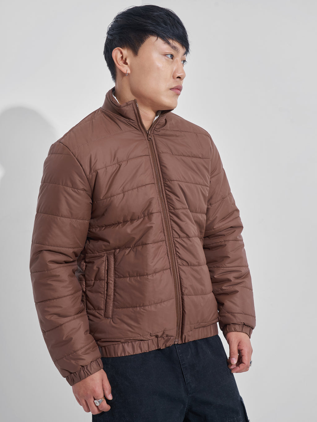 Highlander Men Brown Solid Puffer Jacket - Brown - Image 6