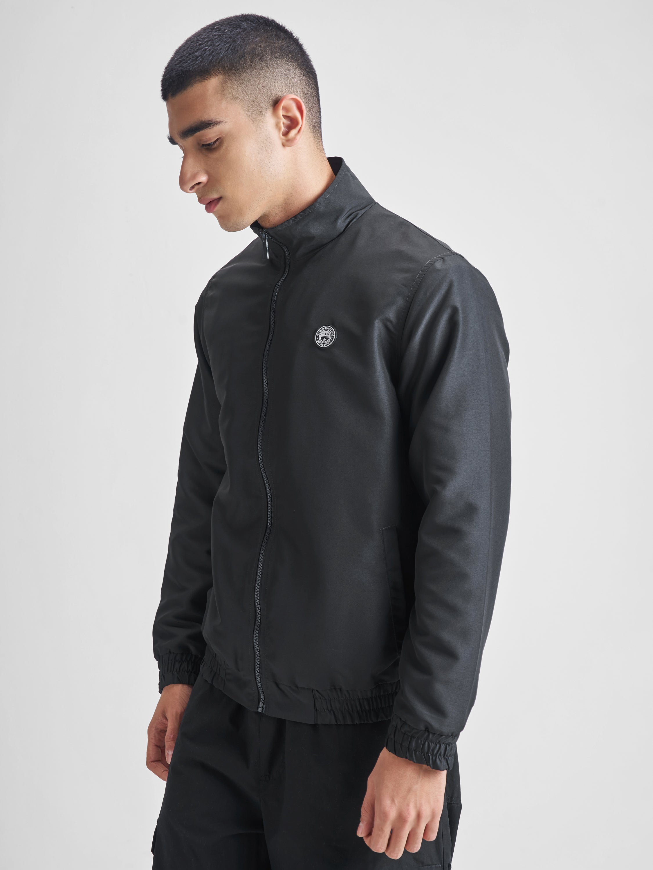 Highlander Men Black Solid Bomber Jacket - Black - Image 4