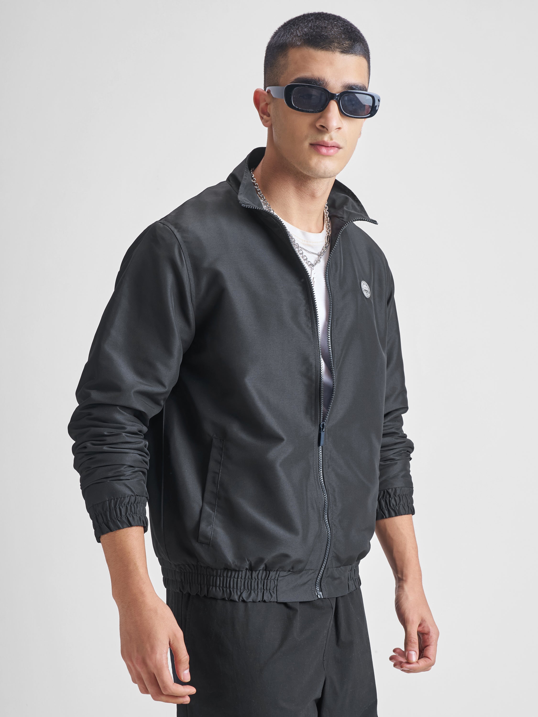 Highlander Men Black Solid Bomber Jacket - Black - Image 6