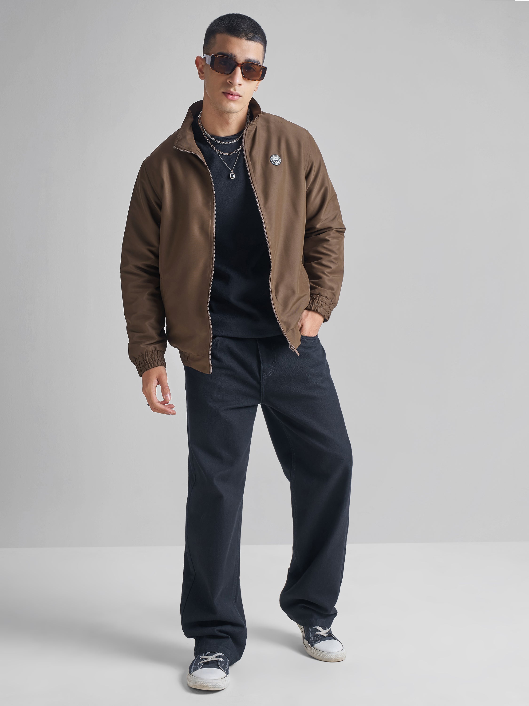 Highlander Men Brown Solid Bomber Jacket - Brown - Image 2