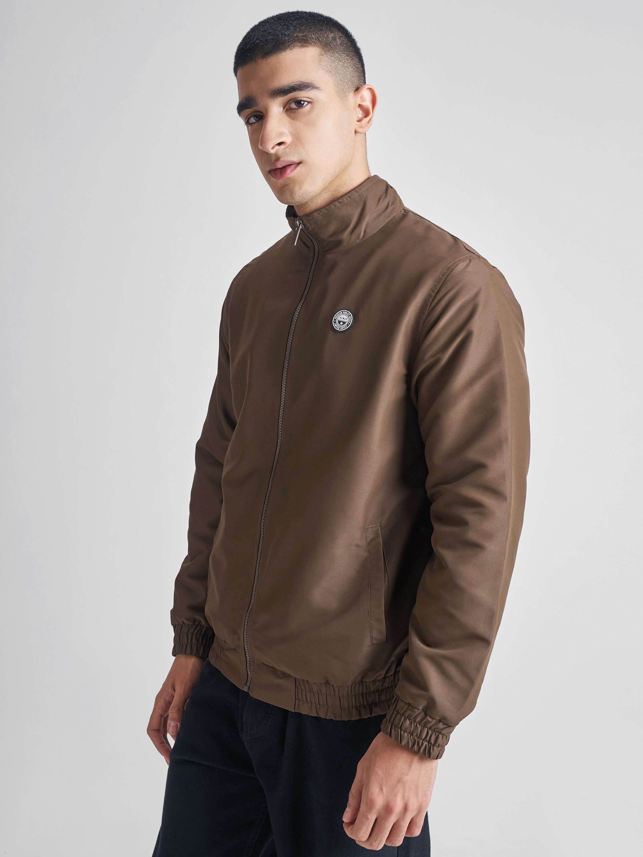 Highlander Men Brown Solid Bomber Jacket - Brown - Image 4