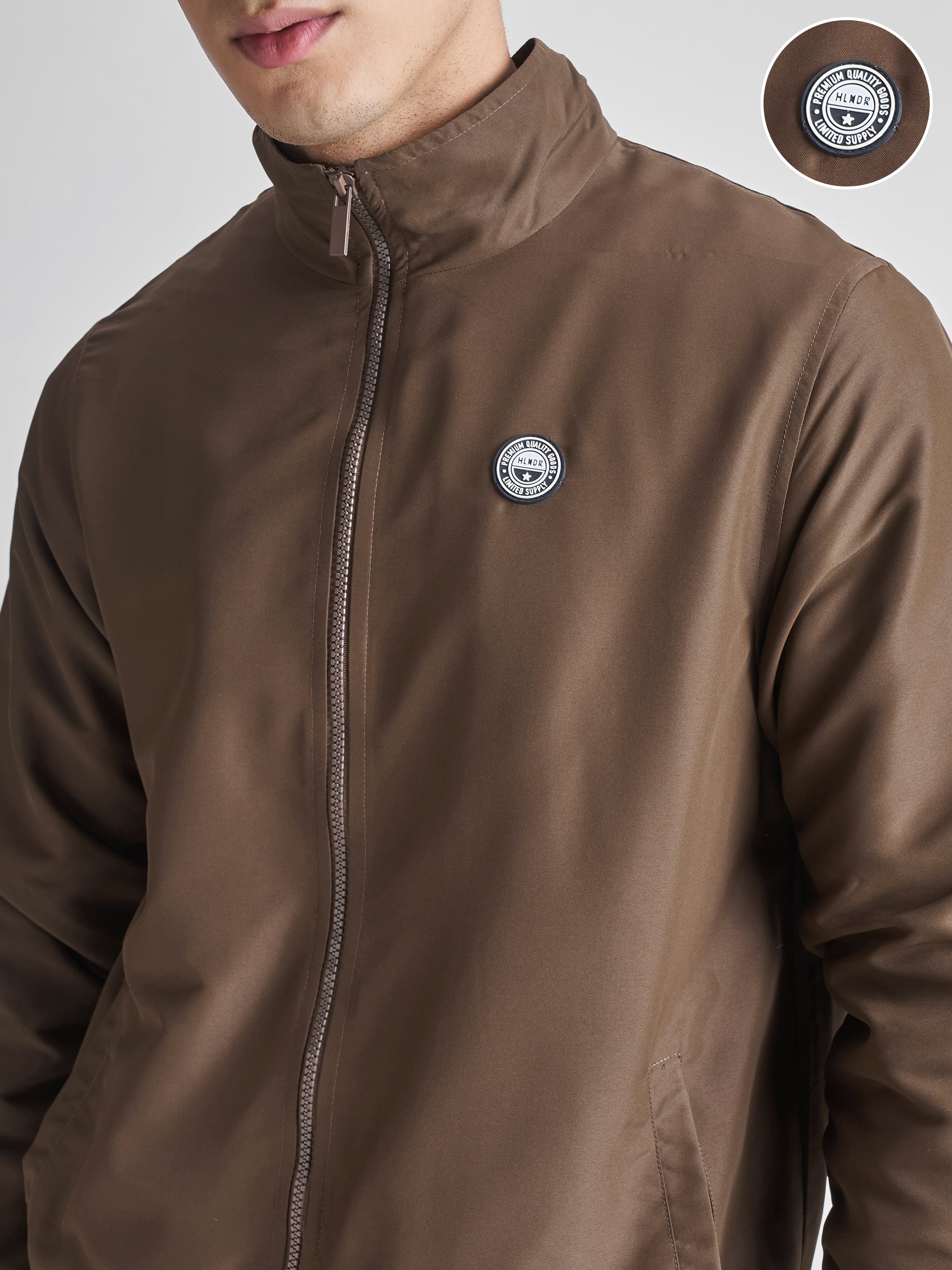 Highlander Men Brown Solid Bomber Jacket - Brown - Image 5