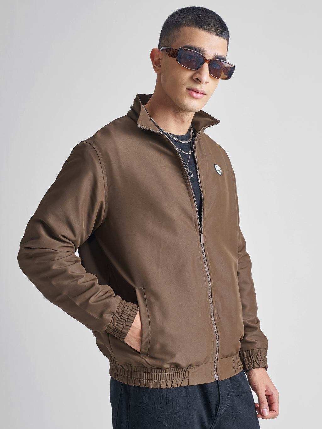 Highlander Men Brown Solid Bomber Jacket - Brown - Image 6