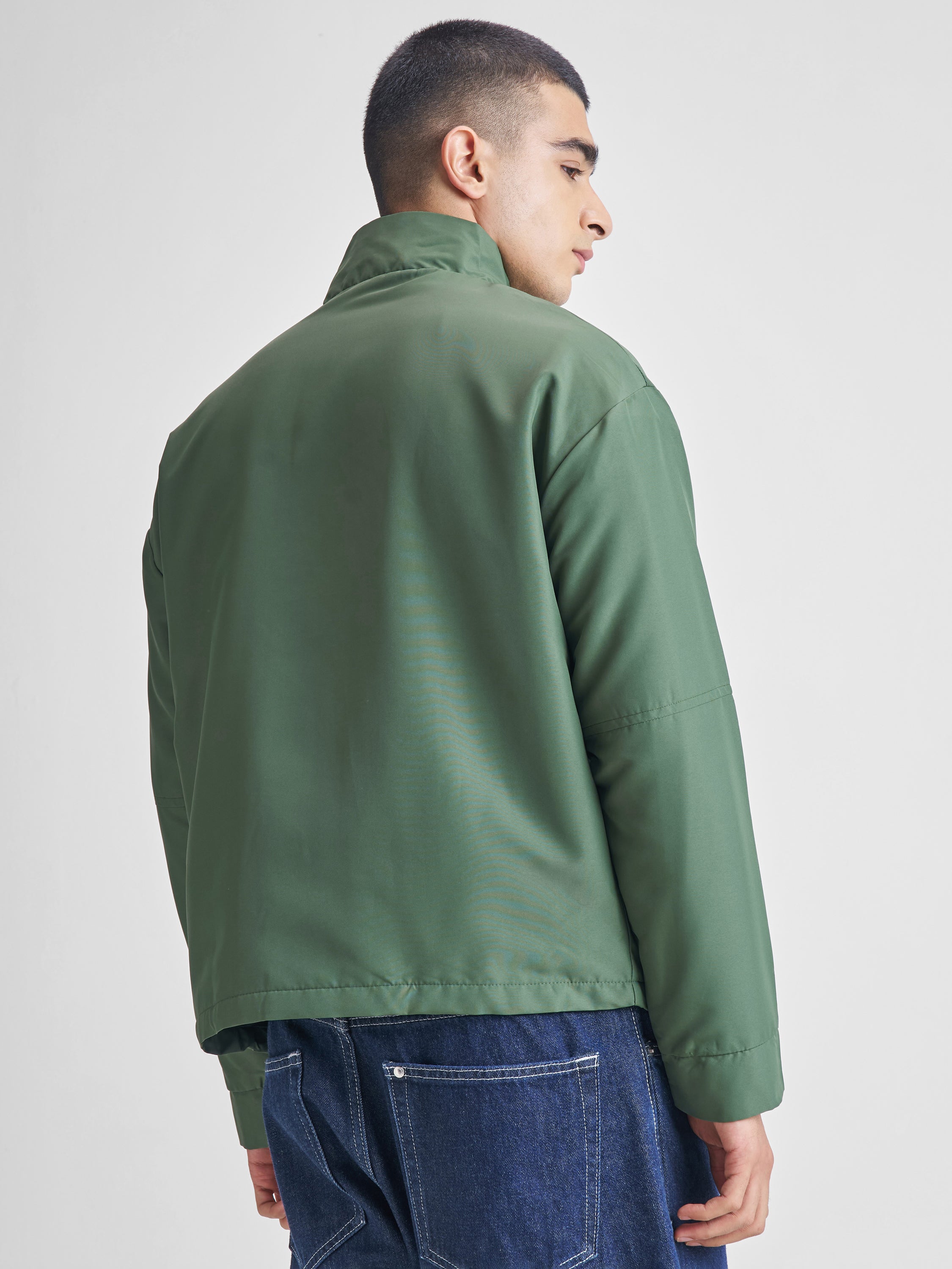 Highlander Men Olive Solid Bomber Jacket - Olive - Image 3