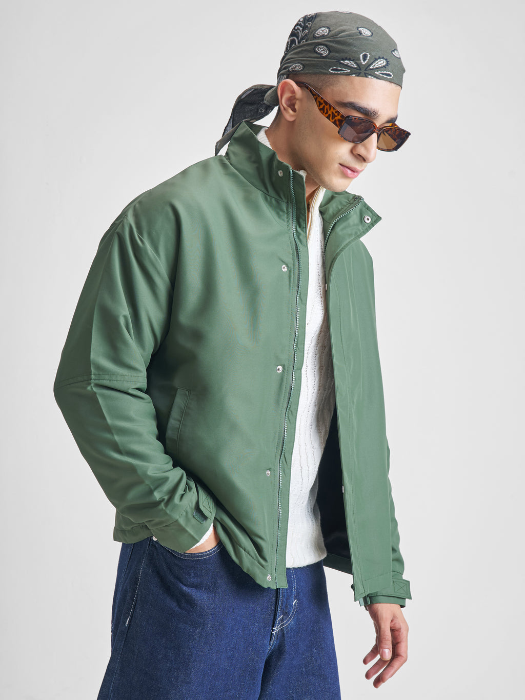 Highlander Men Olive Solid Bomber Jacket - Olive - Image 6