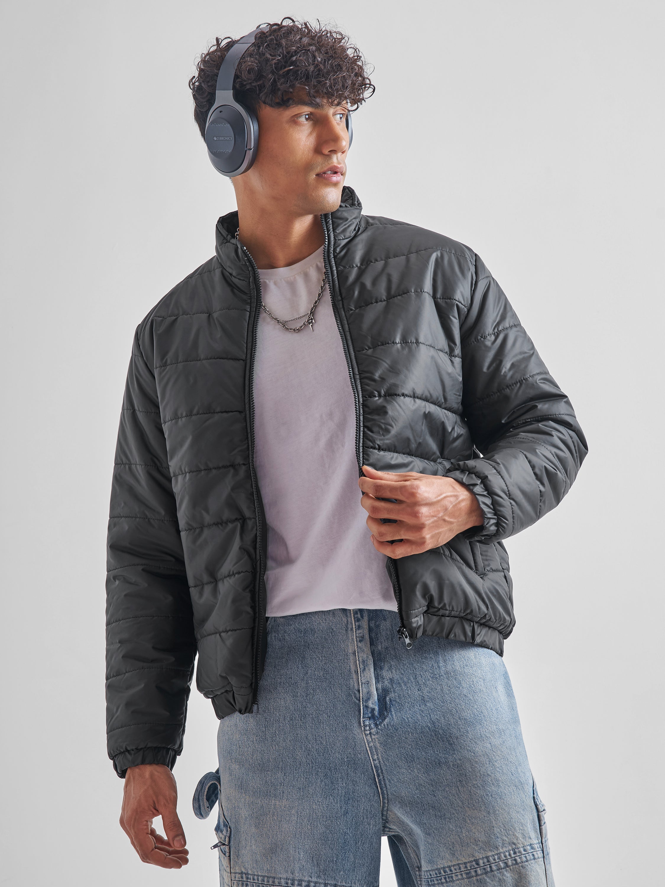 Highlander Men Black Padded Jacket - Black - Image 1