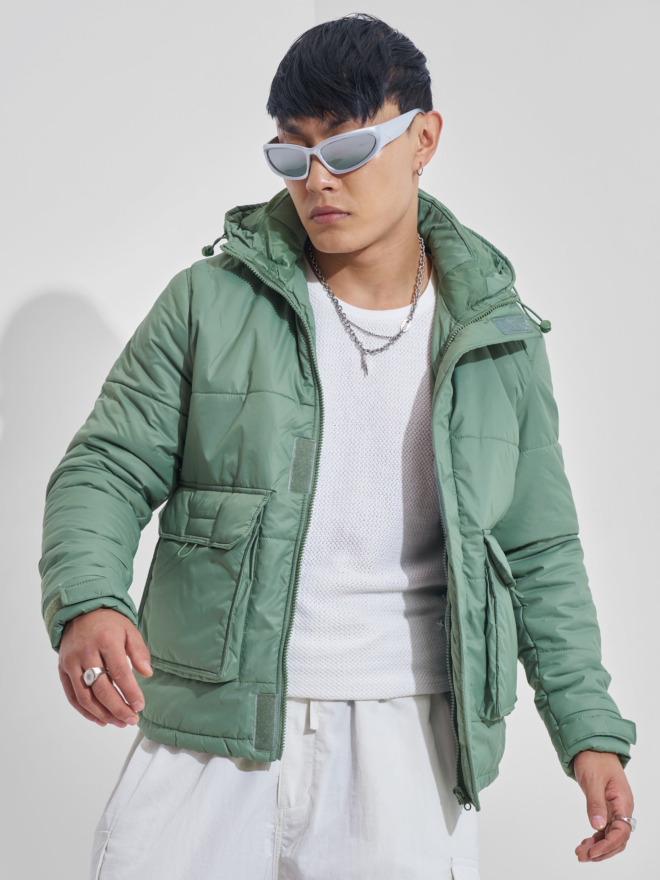 Highlander Men Olive Puffer Jacket - Olive - Image 1