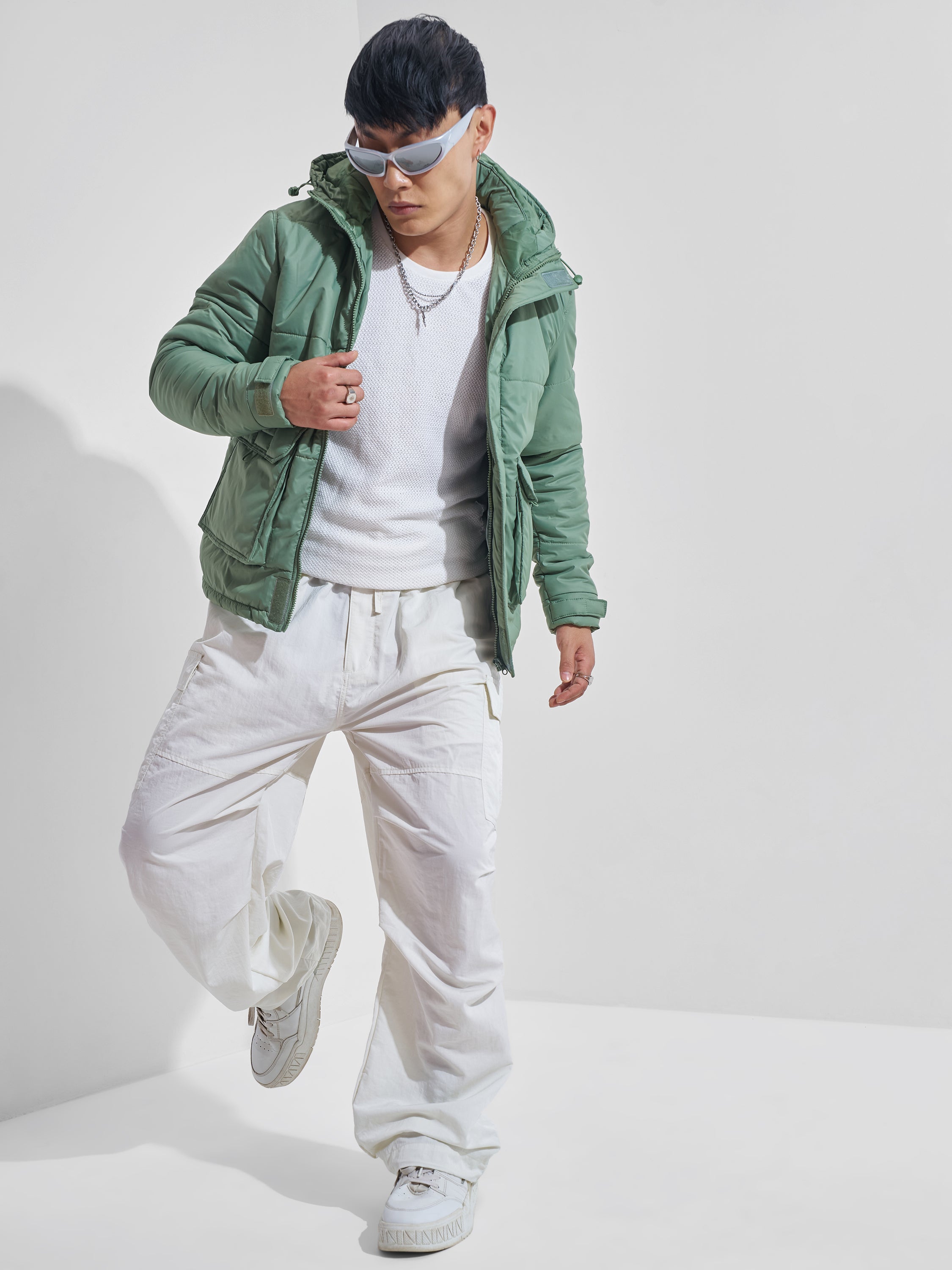 Highlander Men Olive Puffer Jacket - Olive - Image 2