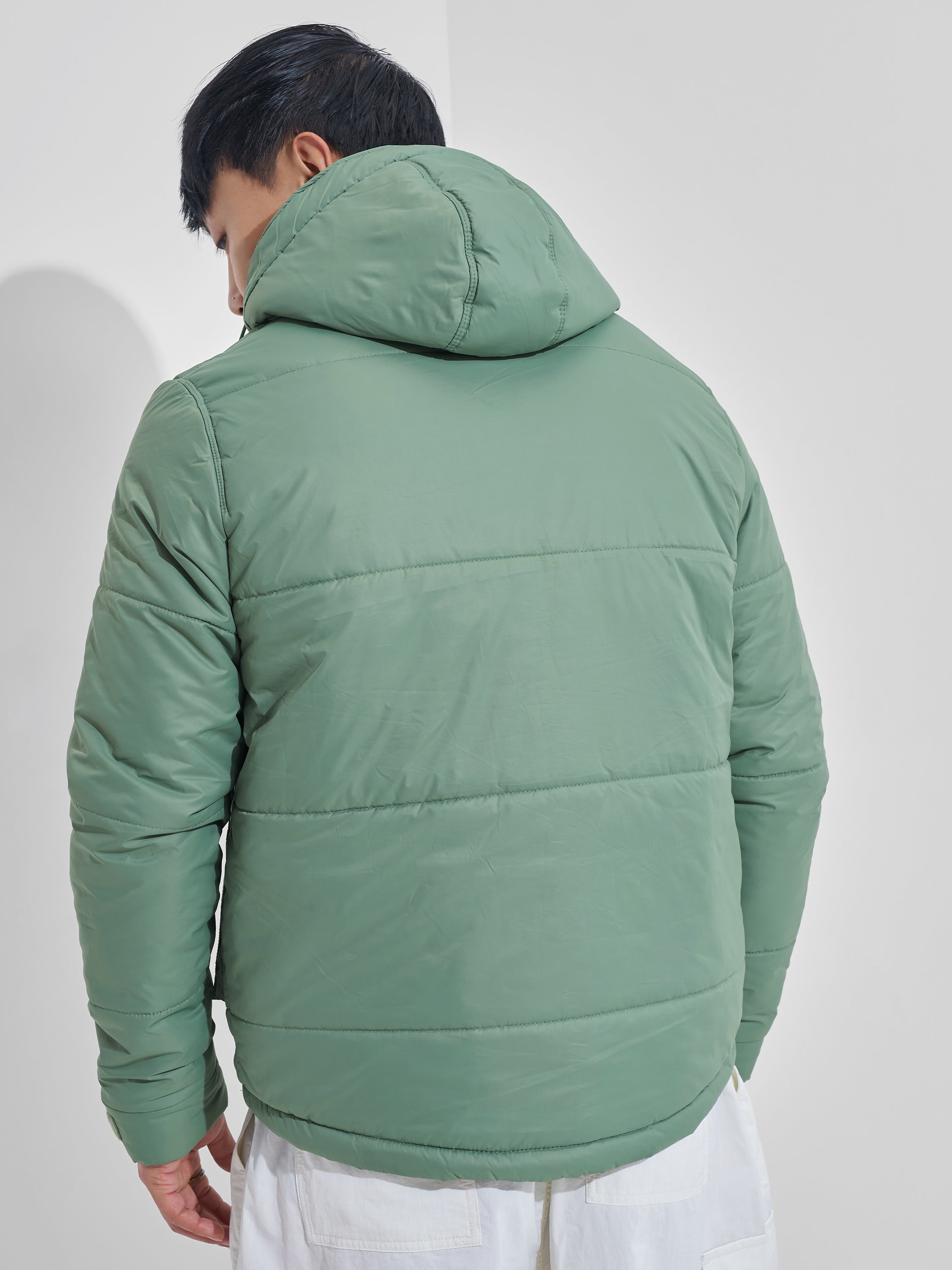 Highlander Men Olive Puffer Jacket - Olive - Image 3