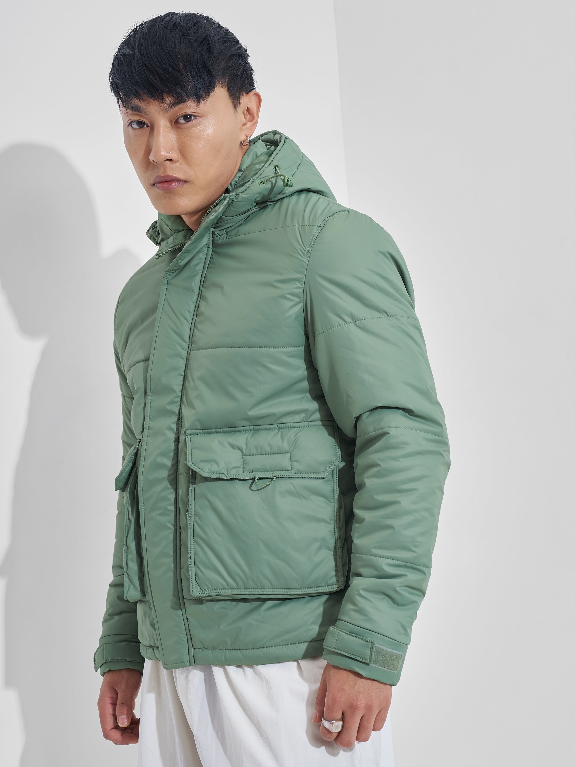 Highlander Men Olive Puffer Jacket - Olive - Image 4