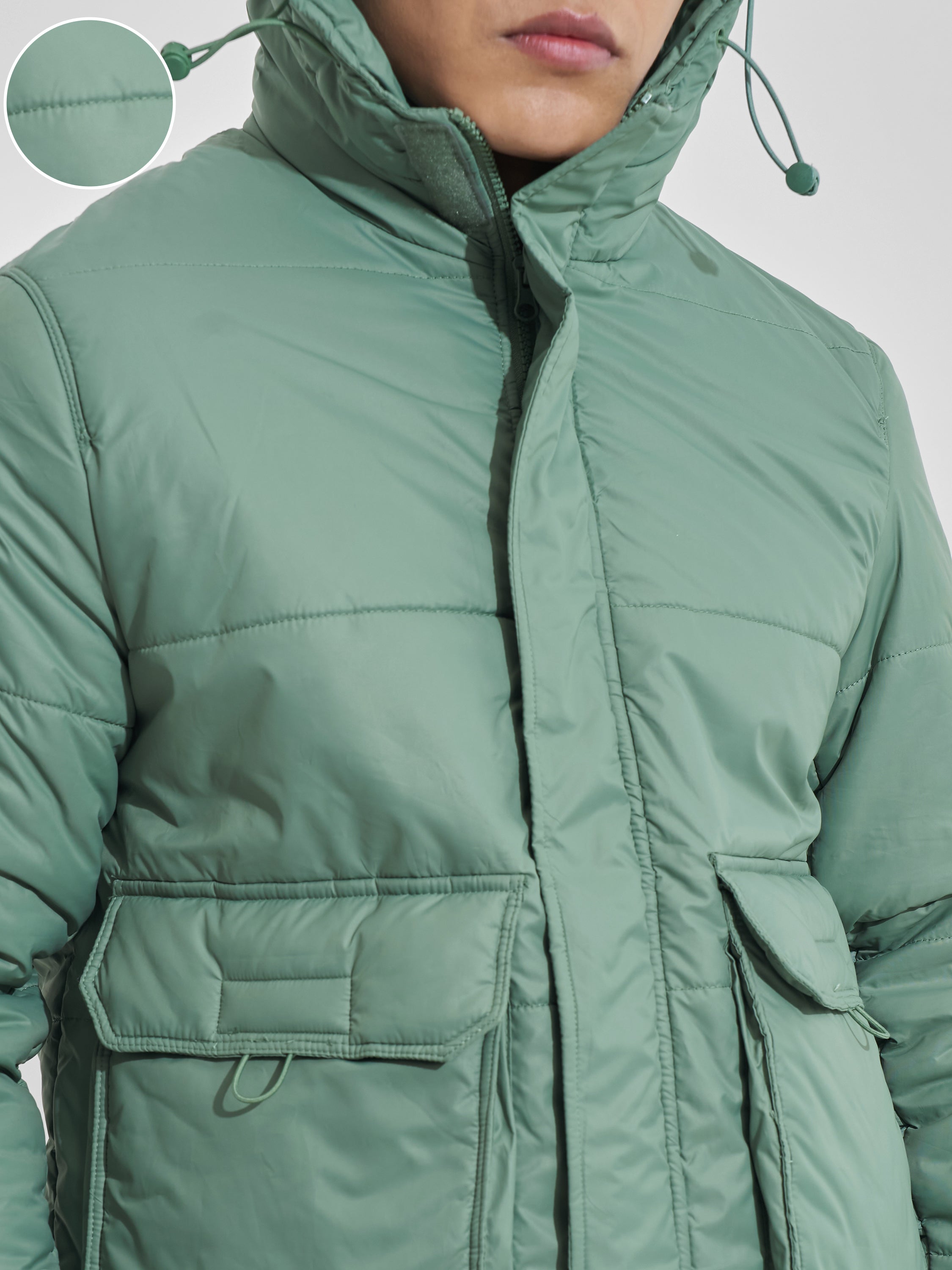 Highlander Men Olive Puffer Jacket - Olive - Image 5