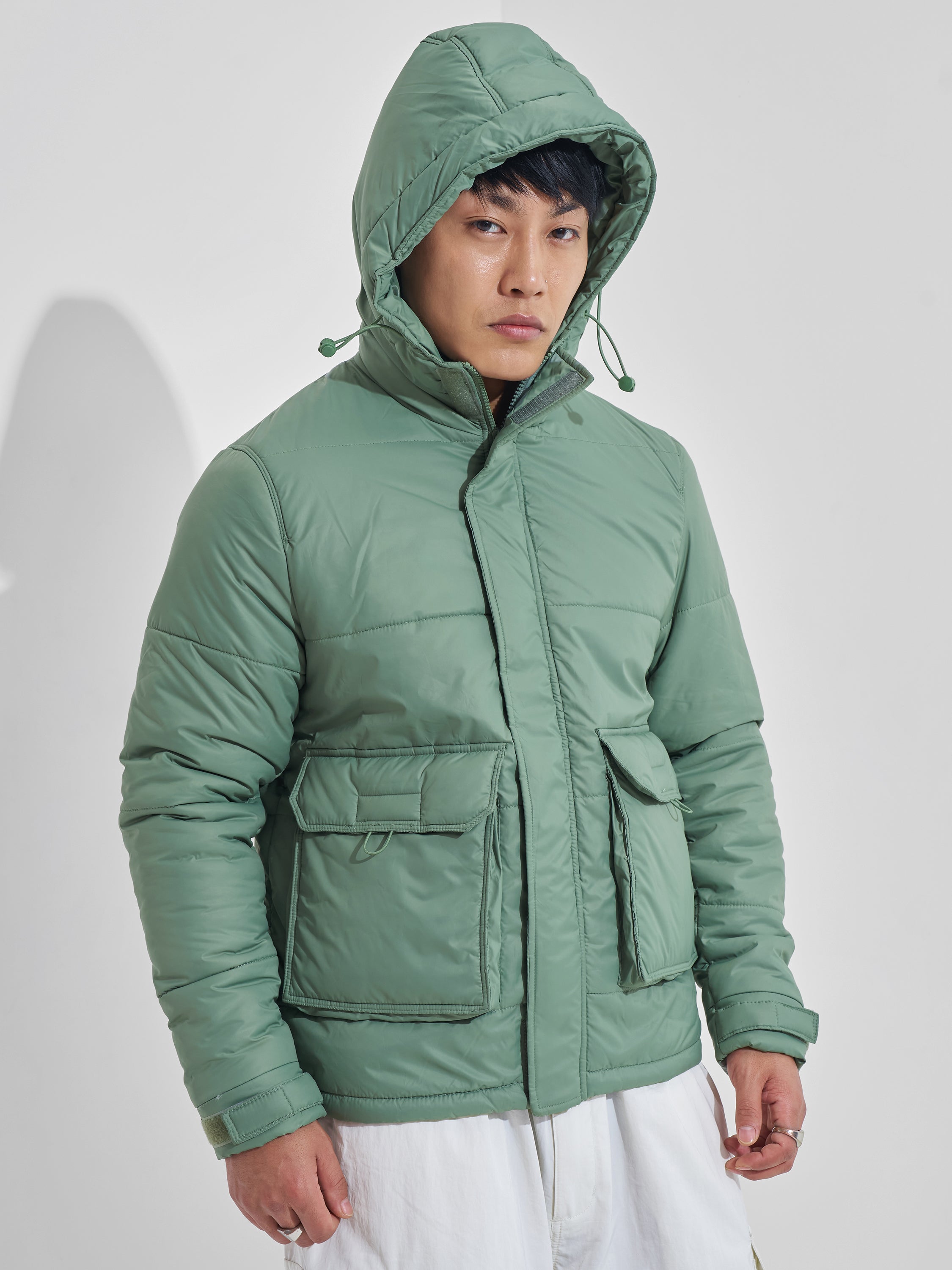 Highlander Men Olive Puffer Jacket - Olive - Image 6