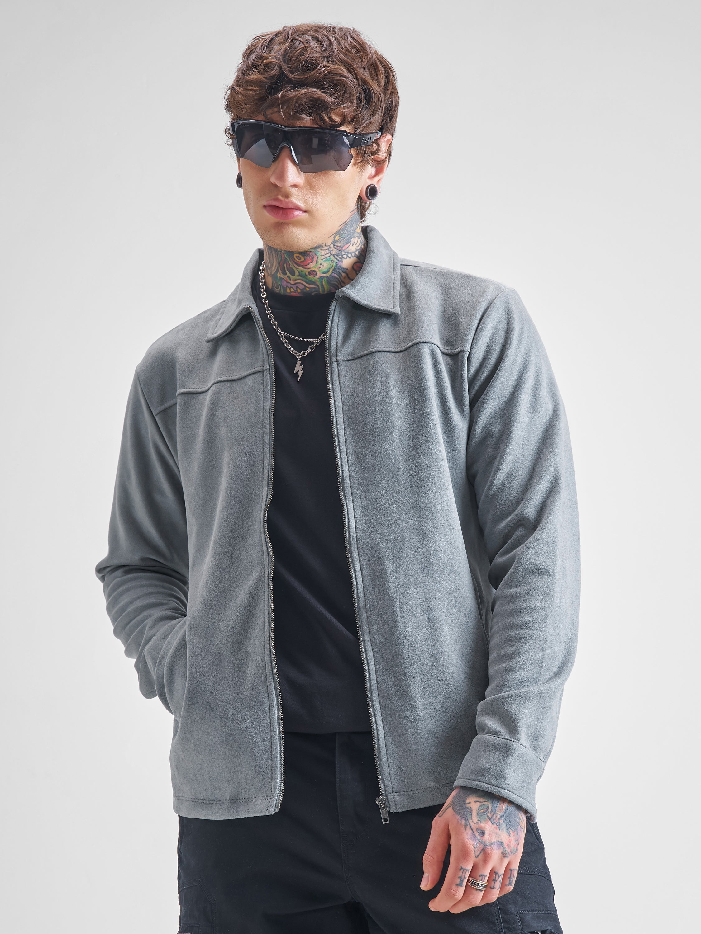Highlander Men Grey Open Front Jacket - Grey - Image 1