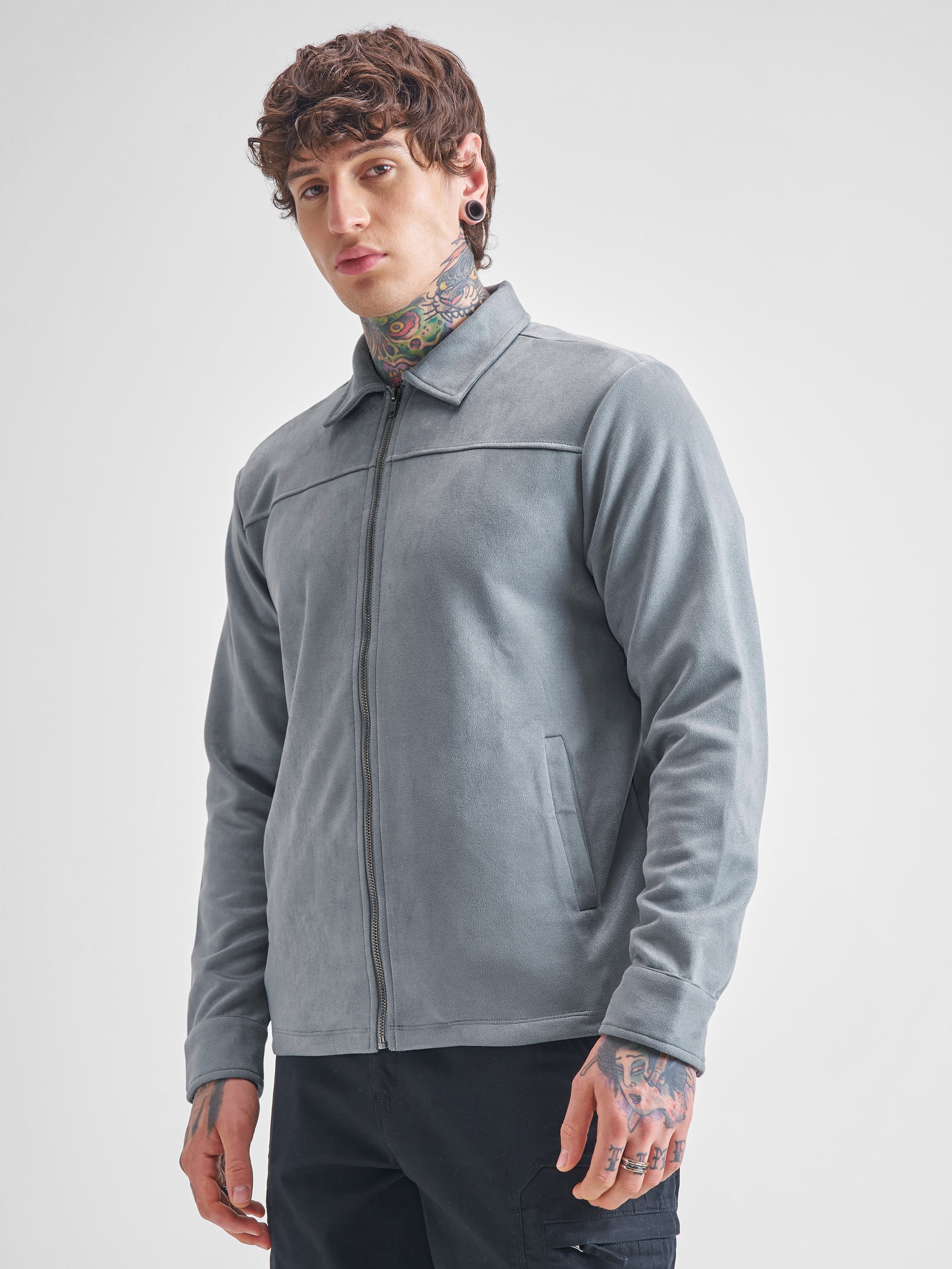 Highlander Men Grey Open Front Jacket - Grey - Image 4