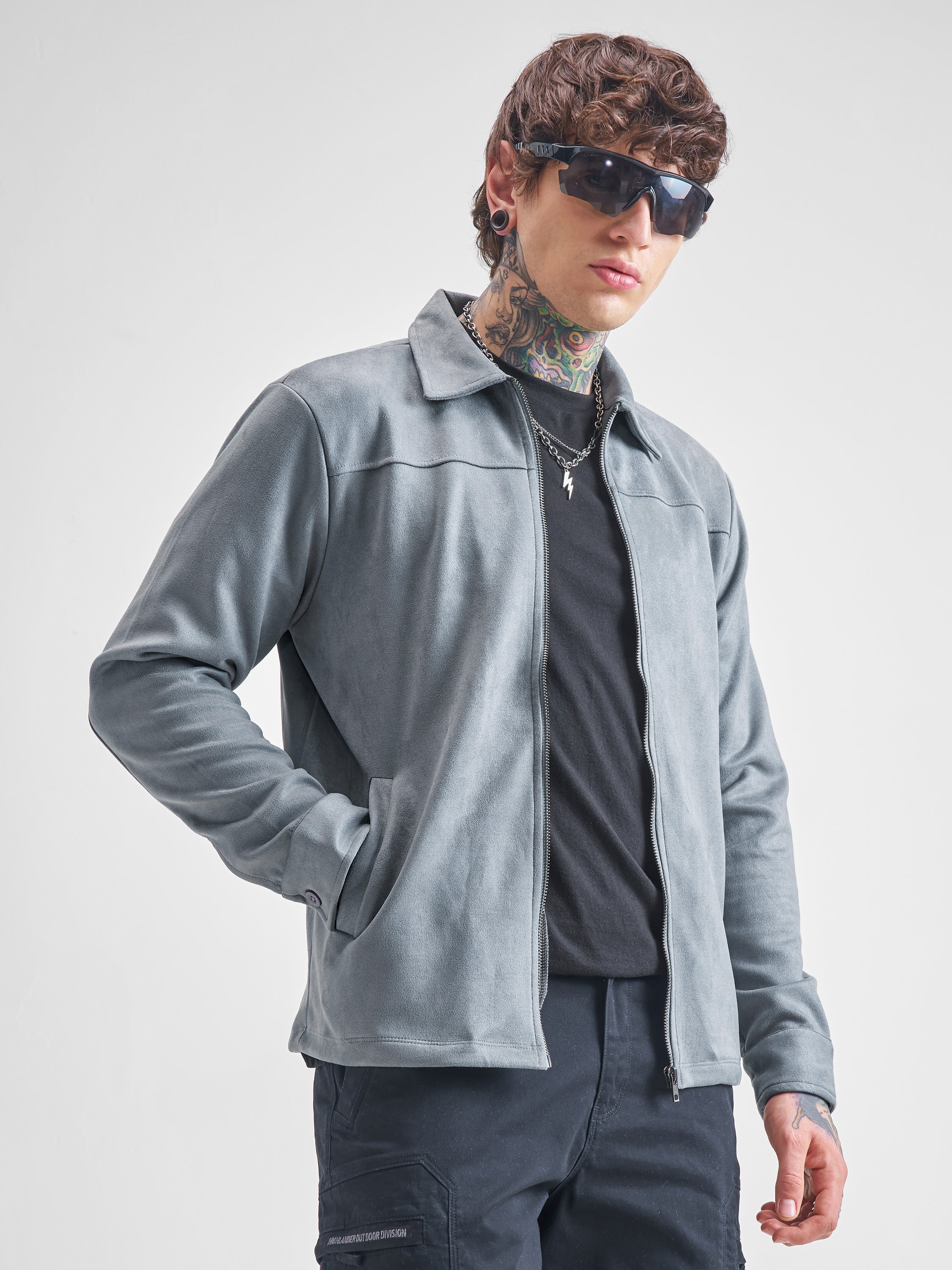 Highlander Men Grey Open Front Jacket - Grey - Image 6