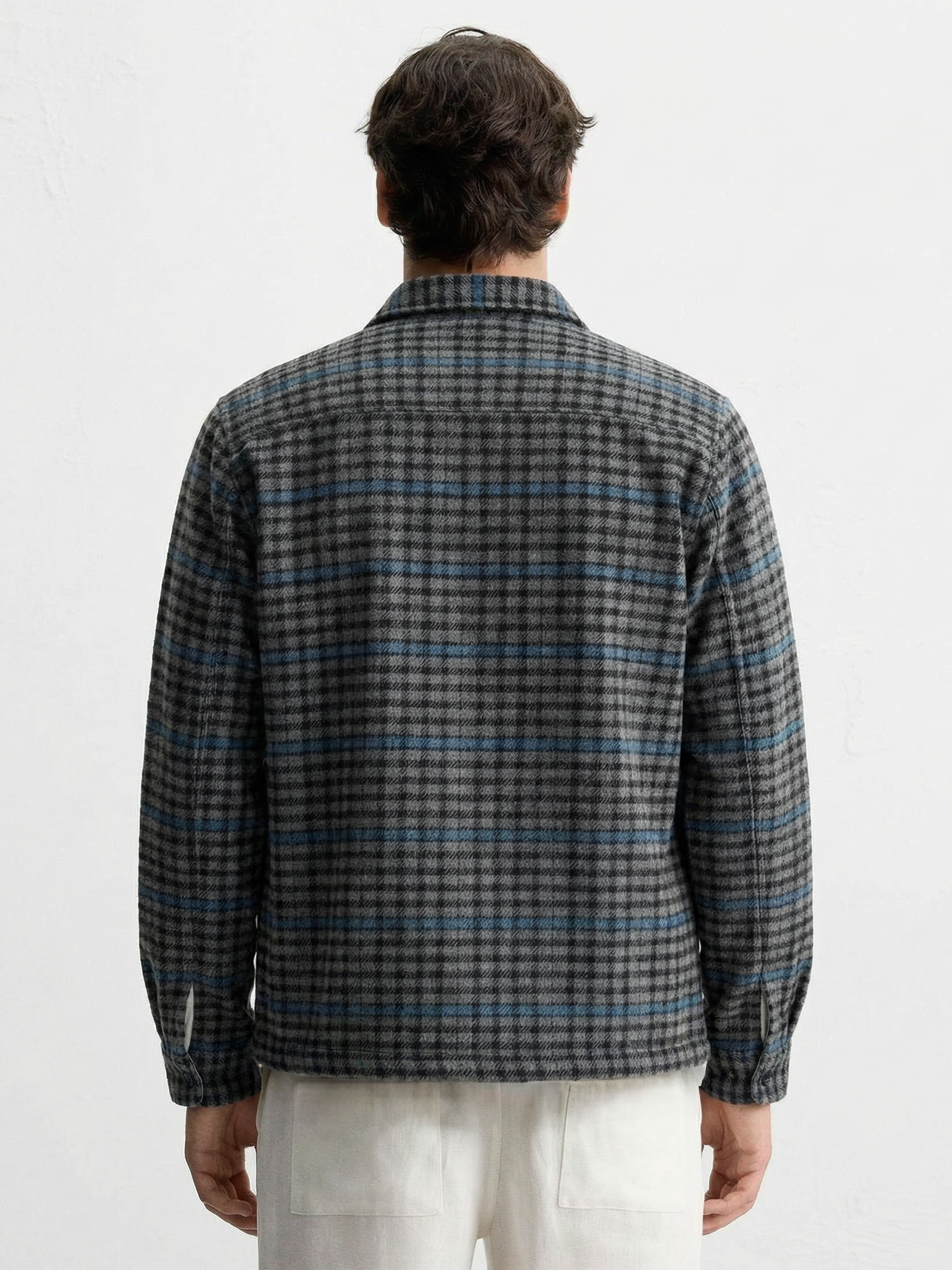 Highlander Men Grey Checked Open Front Jacket - Grey - Image 3