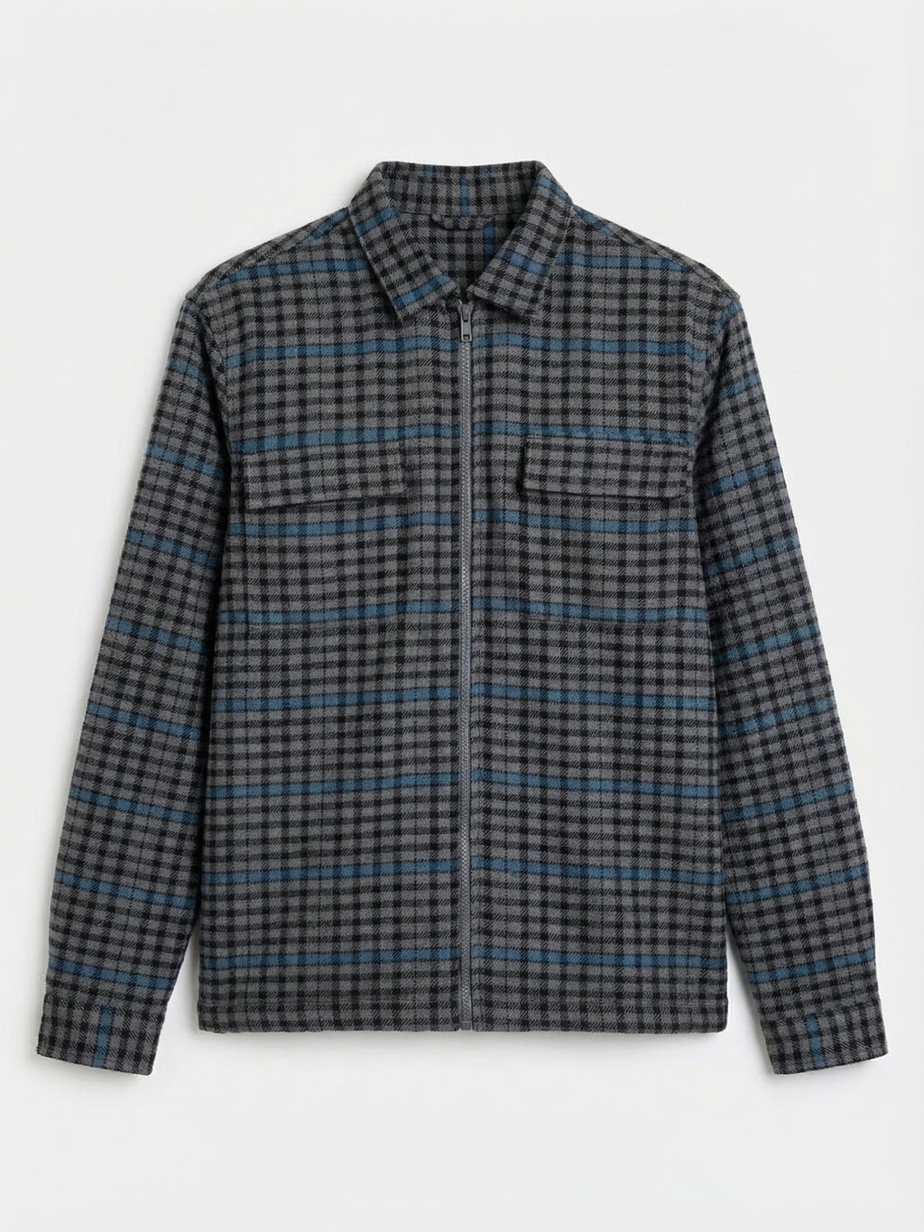 Highlander Men Grey Checked Open Front Jacket - Grey - Image 4
