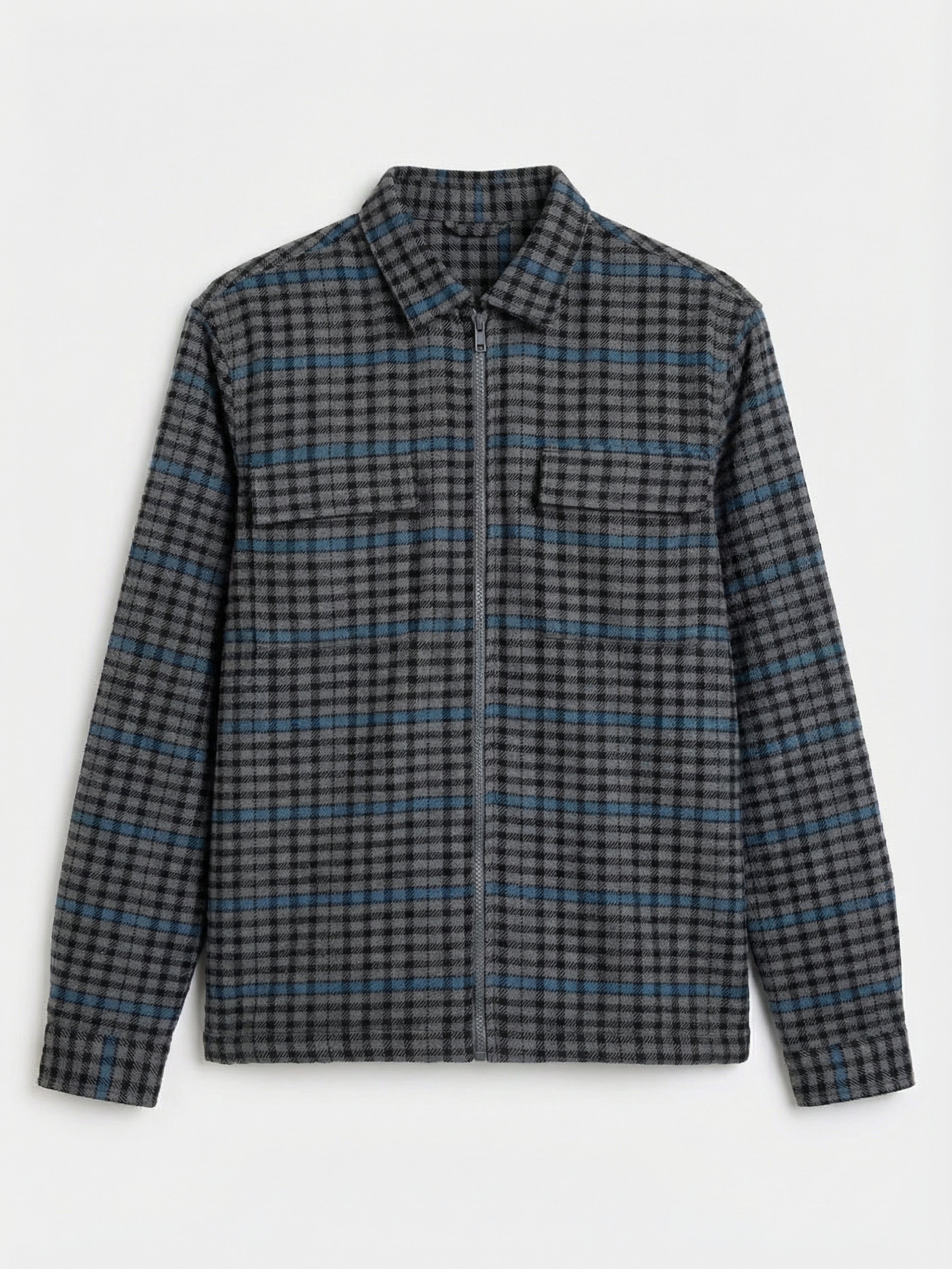 Highlander Men Grey Checked Open Front Jacket - Grey - Image 4