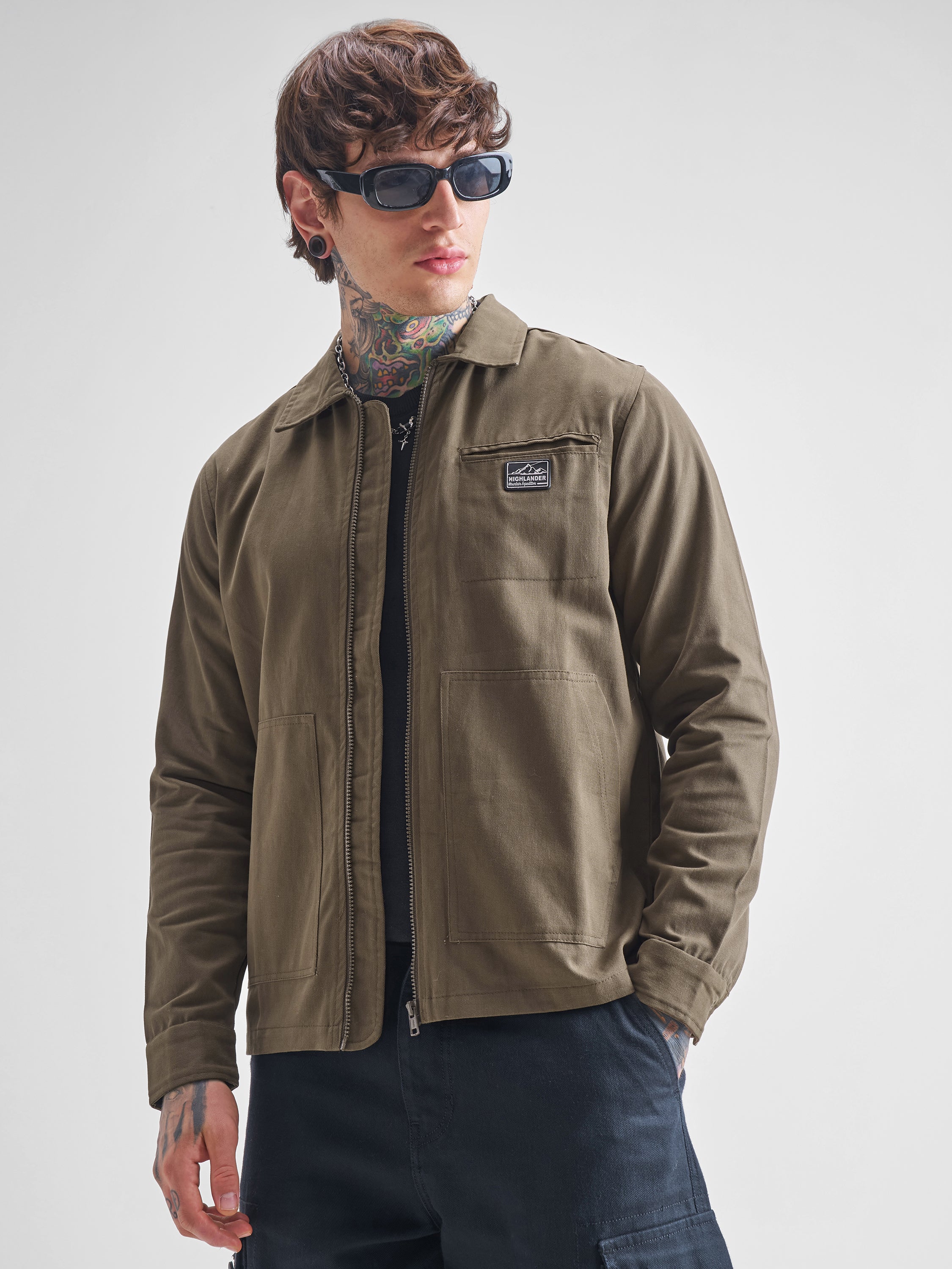 Highlander Men Brown Open Front Jacket - Brown - Image 1