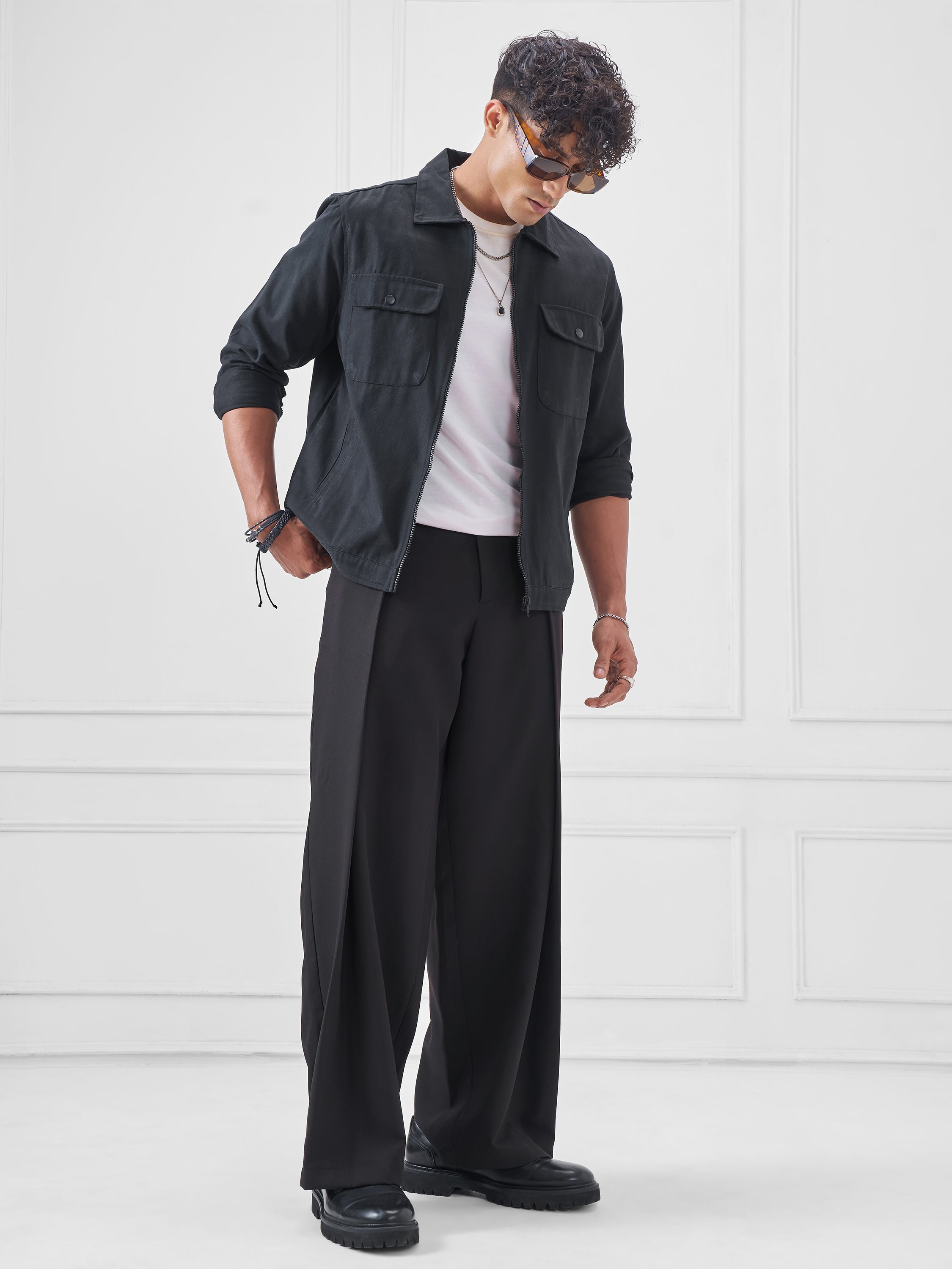 Highlander Men Black Solid Open Front Jacket - Black - Image 2