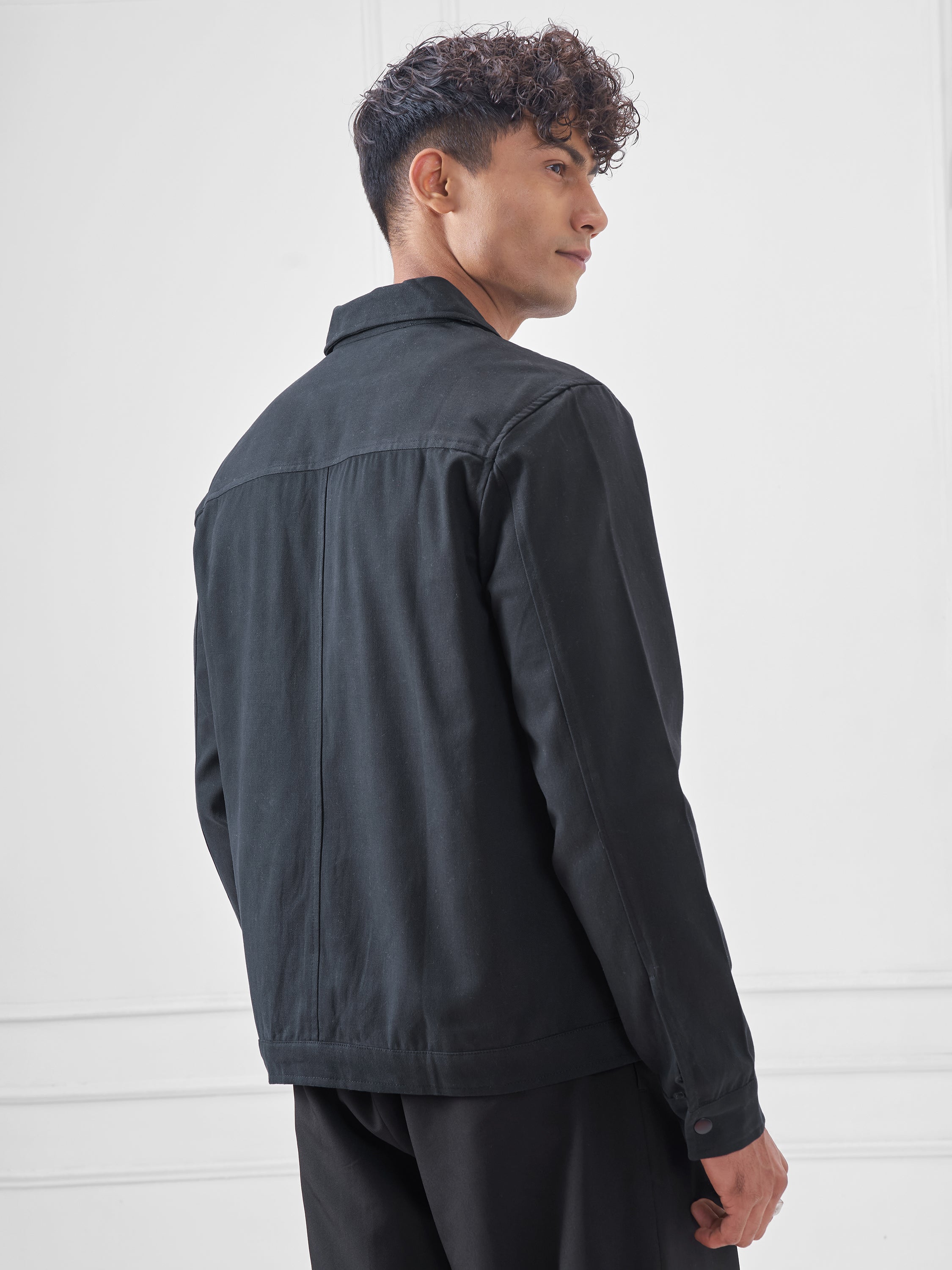 Highlander Men Black Solid Open Front Jacket - Black - Image 3
