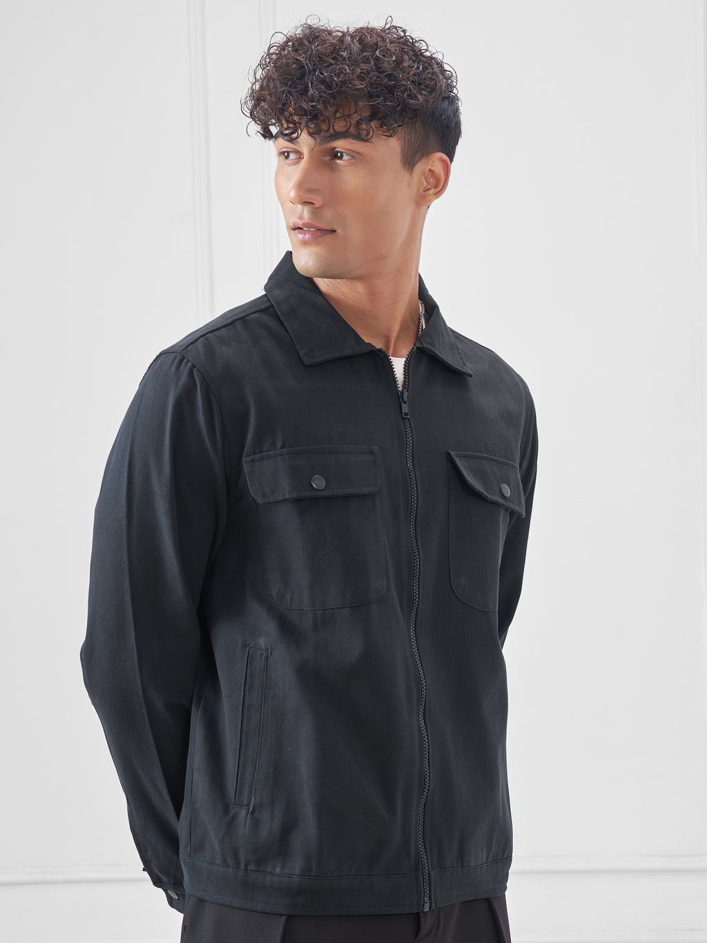 Highlander Men Black Solid Open Front Jacket - Black - Image 6