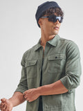 Highlander Men Olive Solid Open Front Jacket - Olive - Image 1