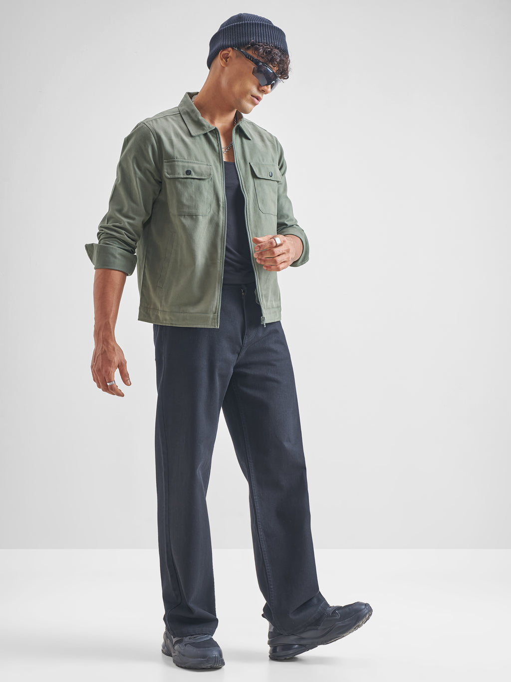 Highlander Men Olive Solid Open Front Jacket - Olive - Image 2