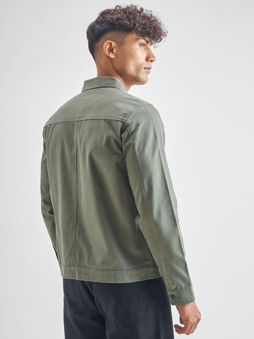 Highlander Men Olive Solid Open Front Jacket - Olive - Image 3