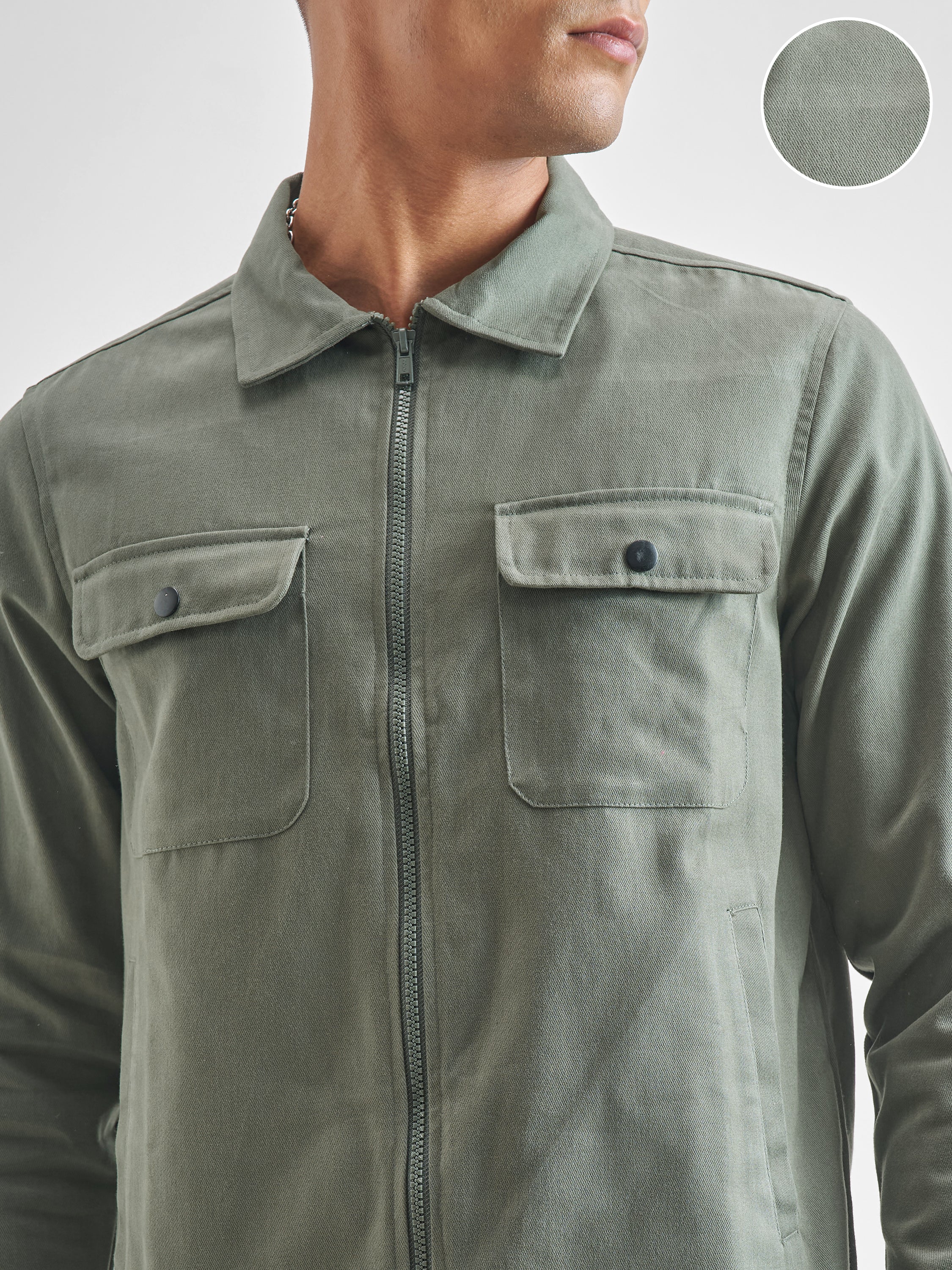 Highlander Men Olive Solid Open Front Jacket - Olive - Image 5