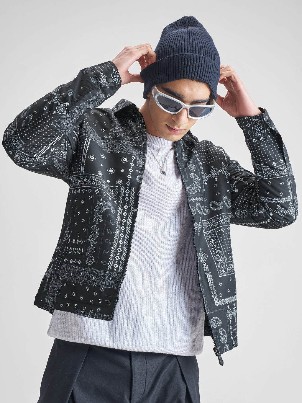 Highlander Men Black Printed Bomber Jacket - Black - Image 1