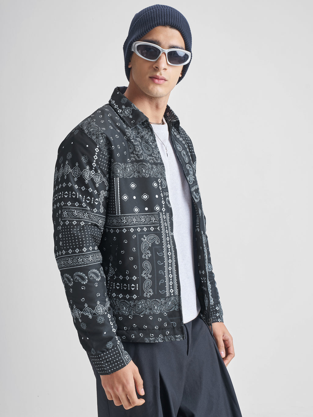 Highlander Men Black Printed Bomber Jacket - Black - Image 6