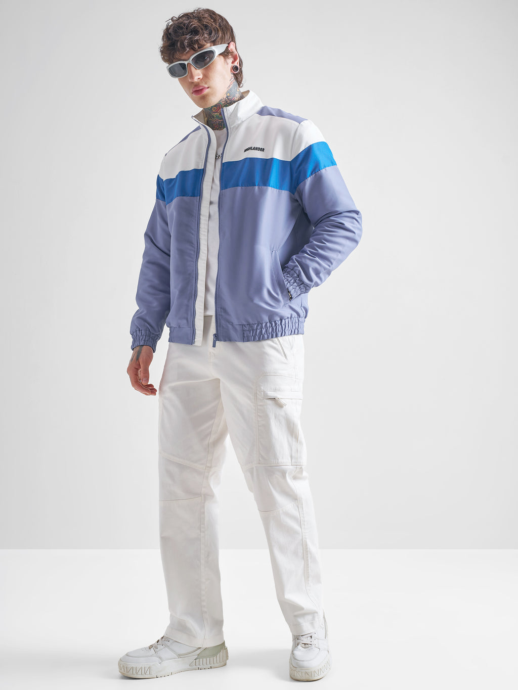 Highlander Men Navy Blue Colourblocked Bomber Jacket - Navy Blue - Image 2