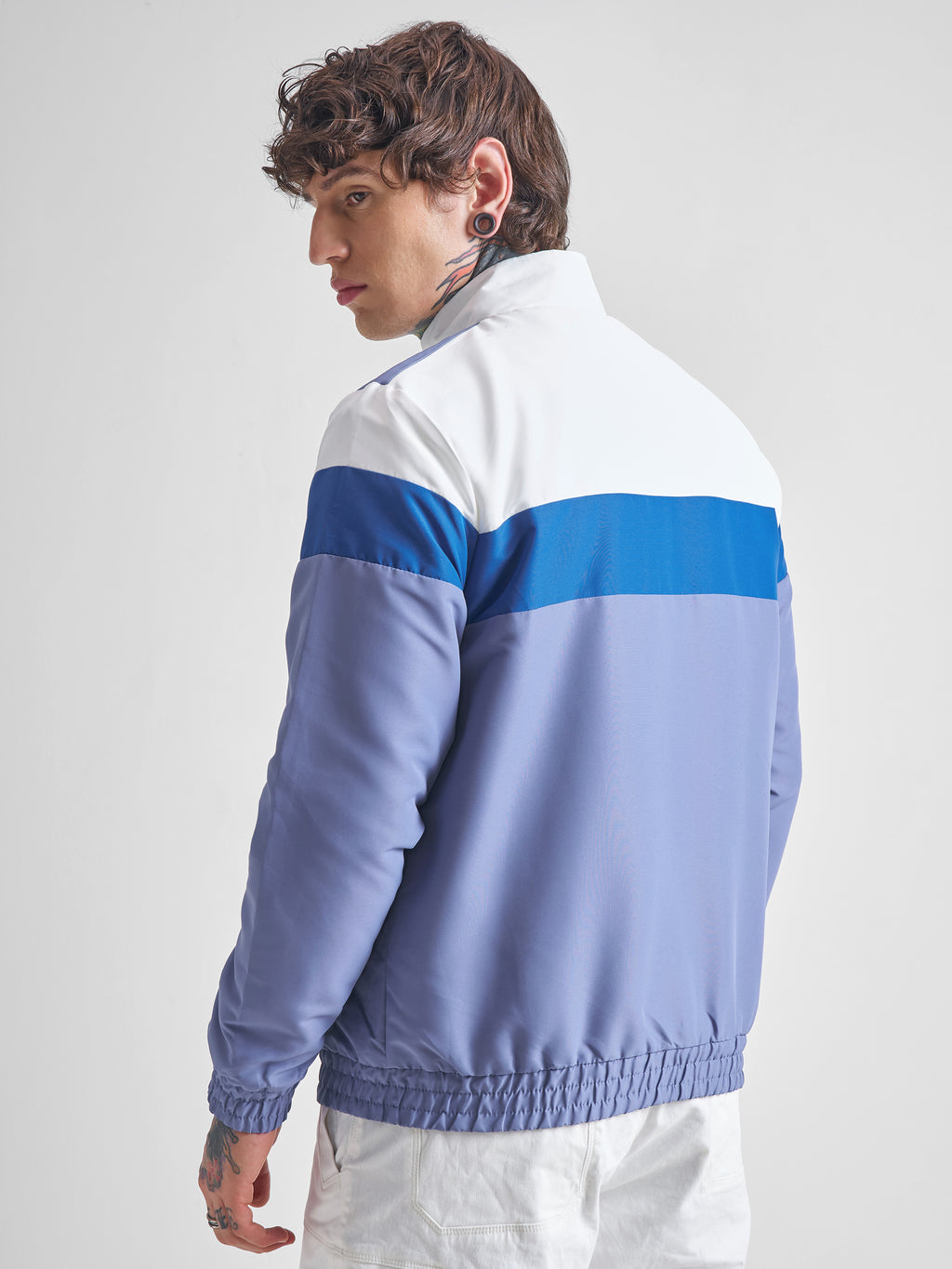 Highlander Men Navy Blue Colourblocked Bomber Jacket - Navy Blue - Image 3