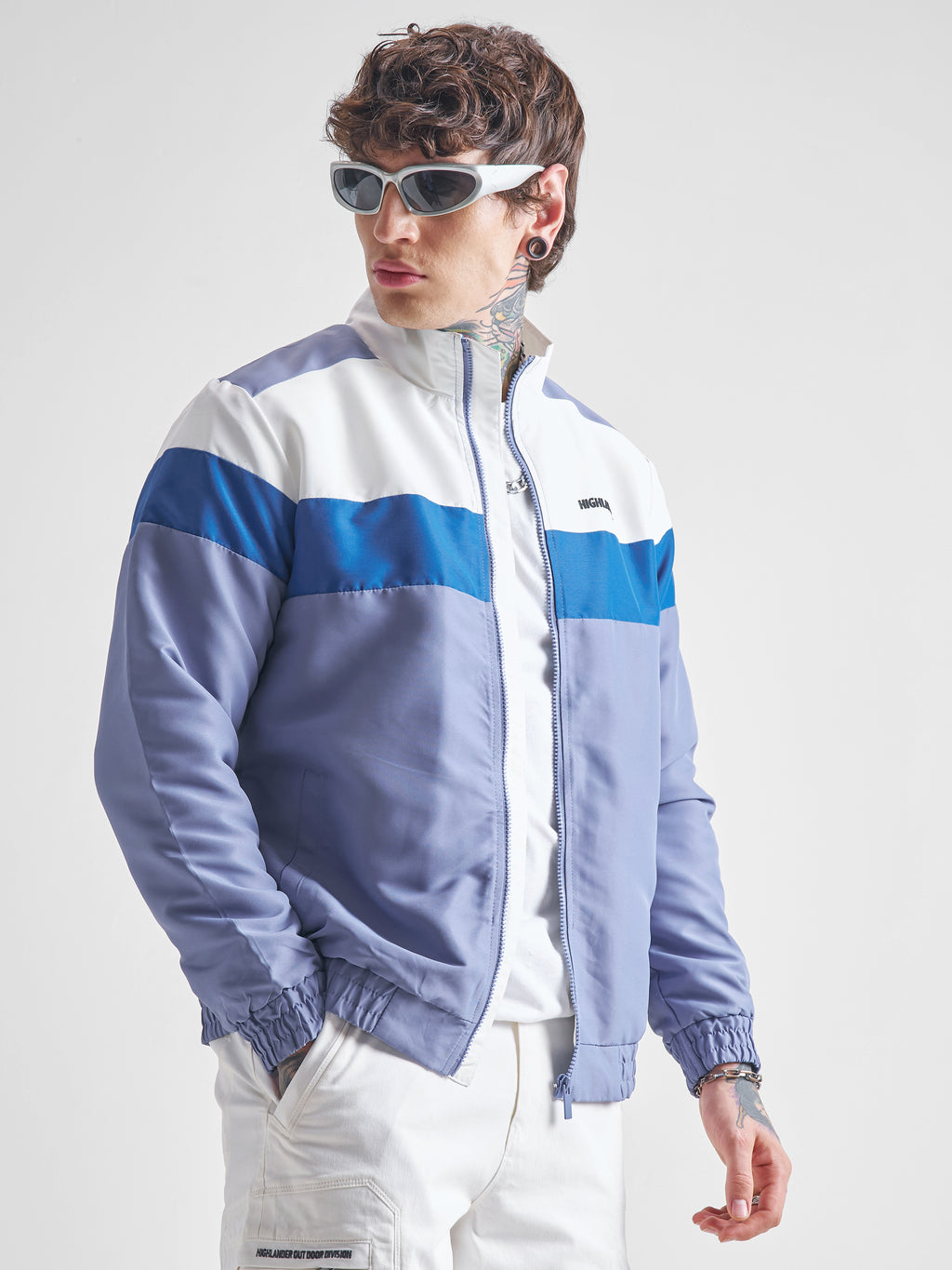 Highlander Men Navy Blue Colourblocked Bomber Jacket - Navy Blue - Image 6