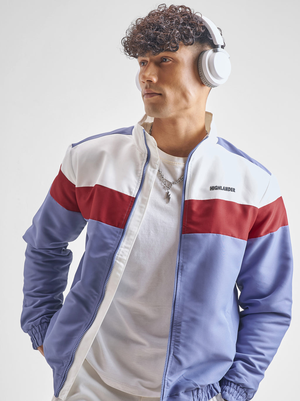 Highlander Men Navy Blue Printed Bomber Jacket - Navy Blue - Image 1