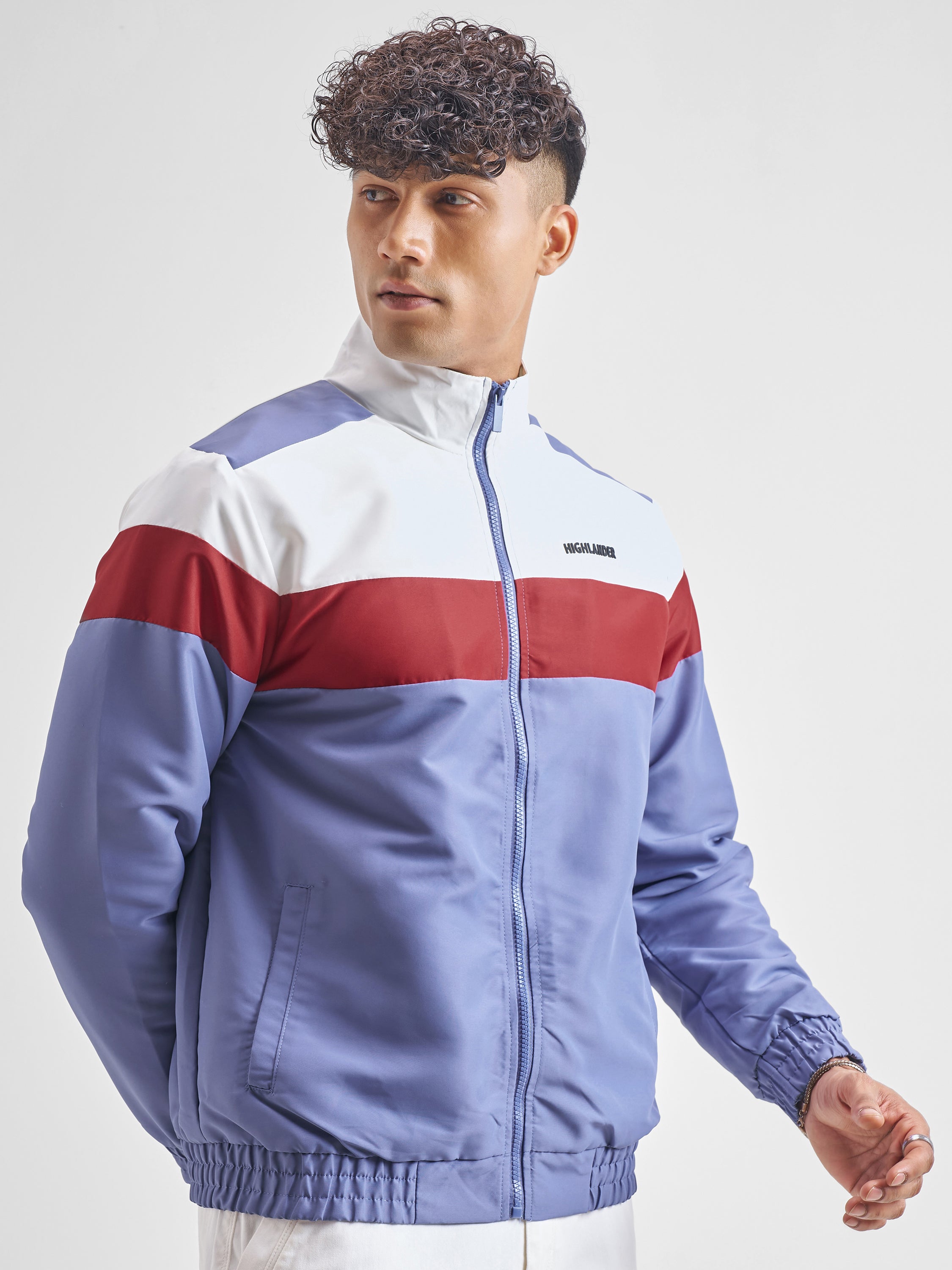Highlander Men Navy Blue Printed Bomber Jacket - Navy Blue - Image 6