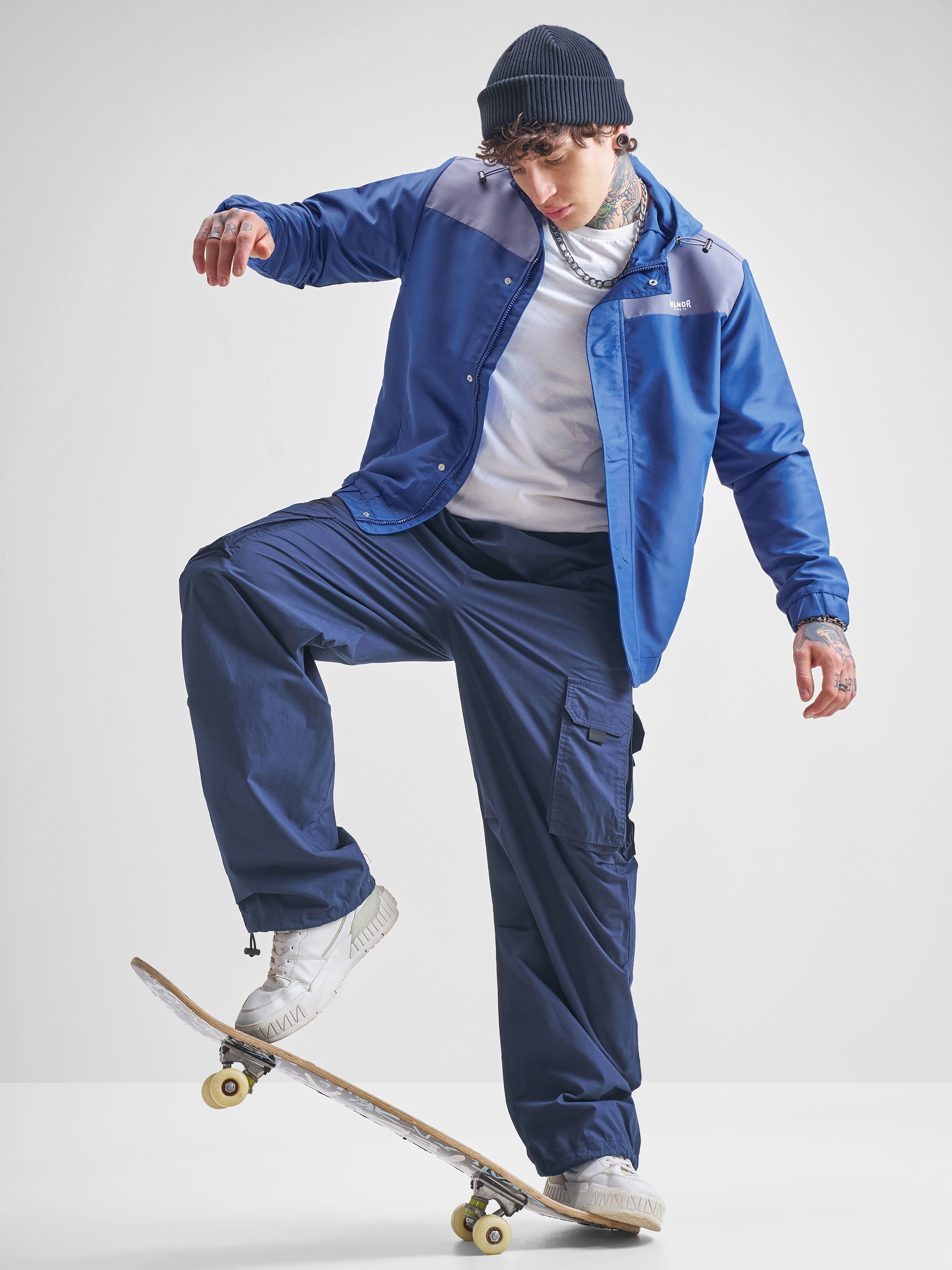 Highlander Men Blue Colourblocked Bomber Jacket - Blue - Image 2