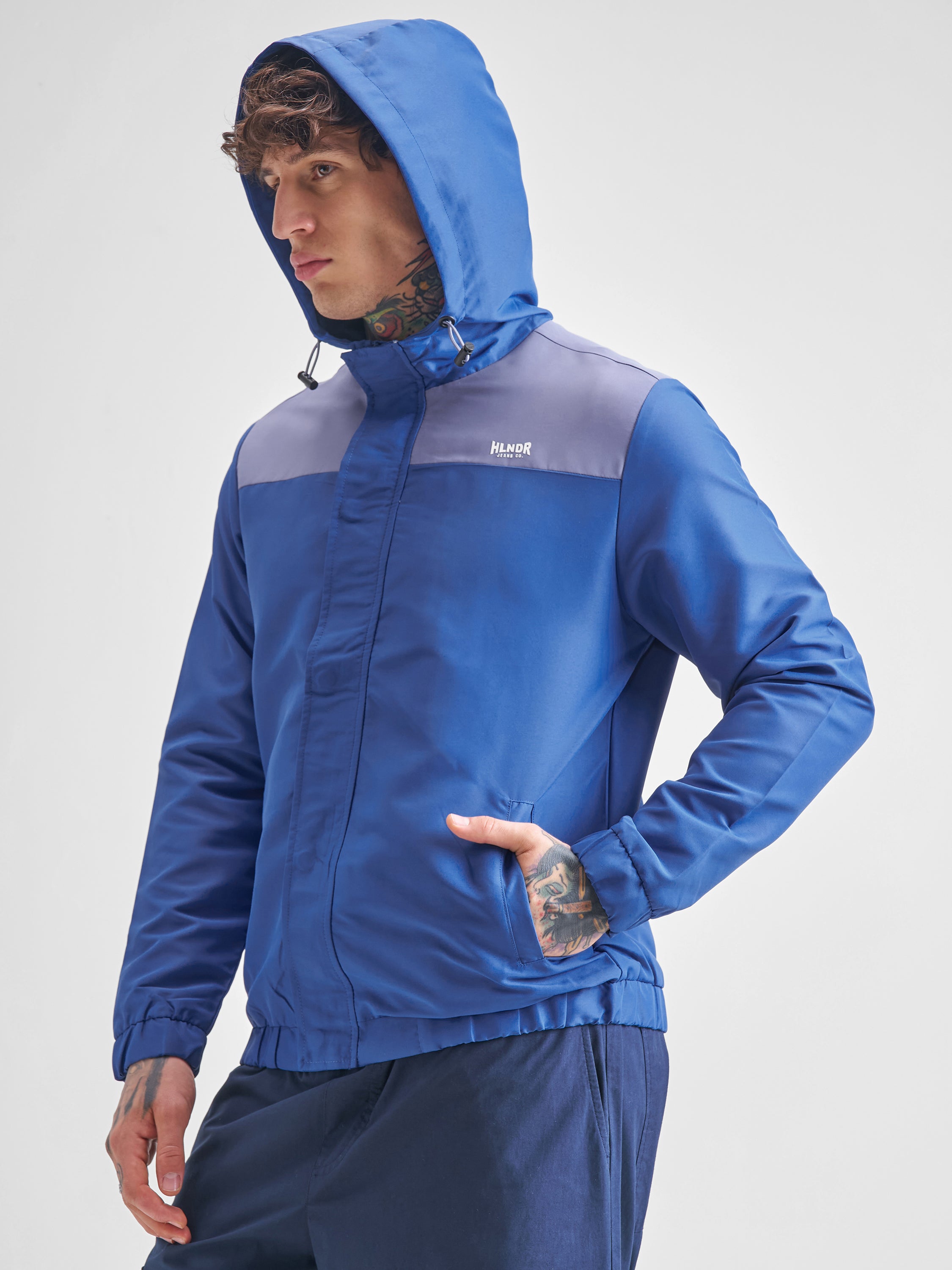 Highlander Men Blue Colourblocked Bomber Jacket - Blue - Image 4